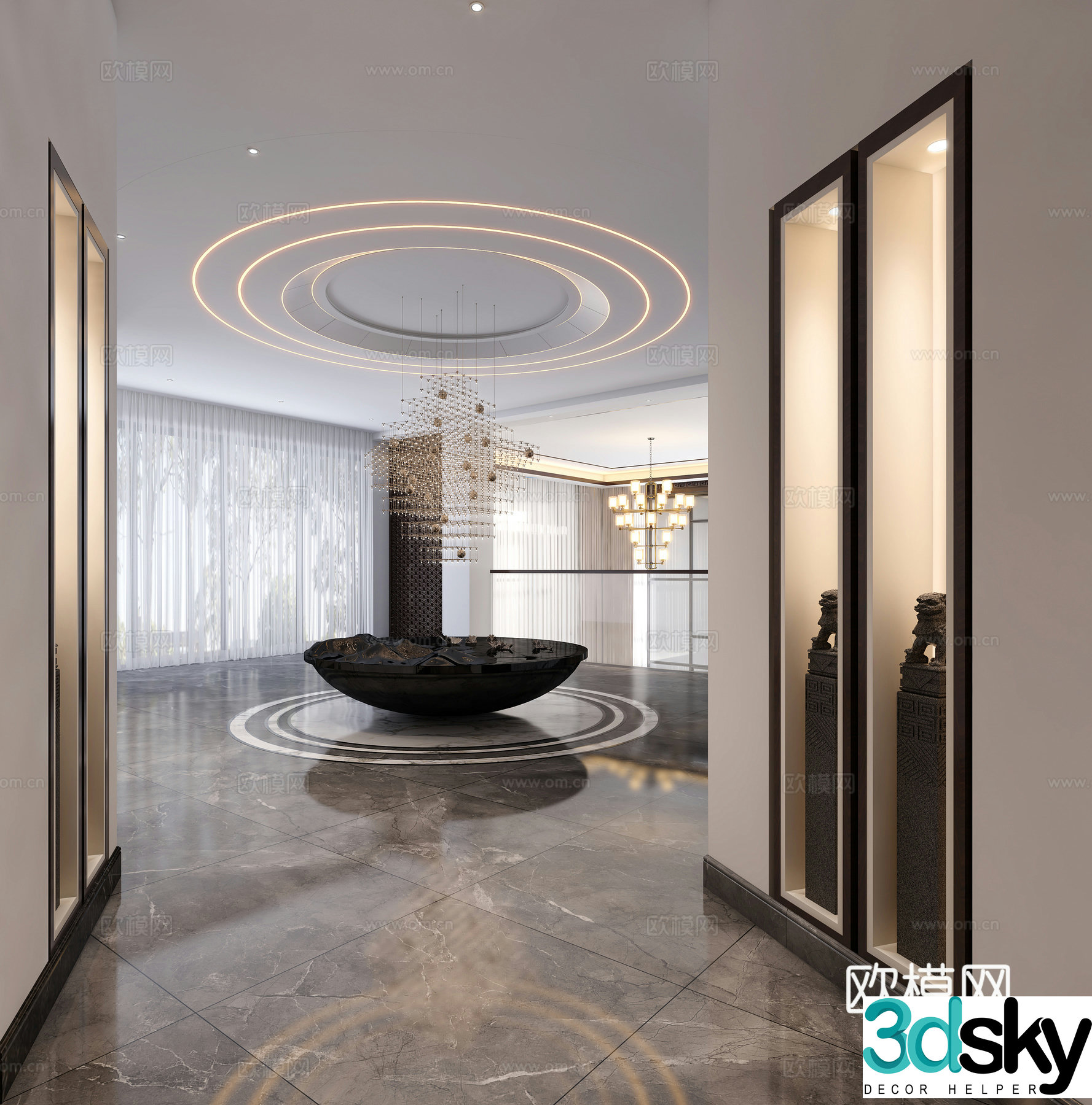 Aisle entrance villa entrance entrance entrance end view artistic conception landscape 3D model