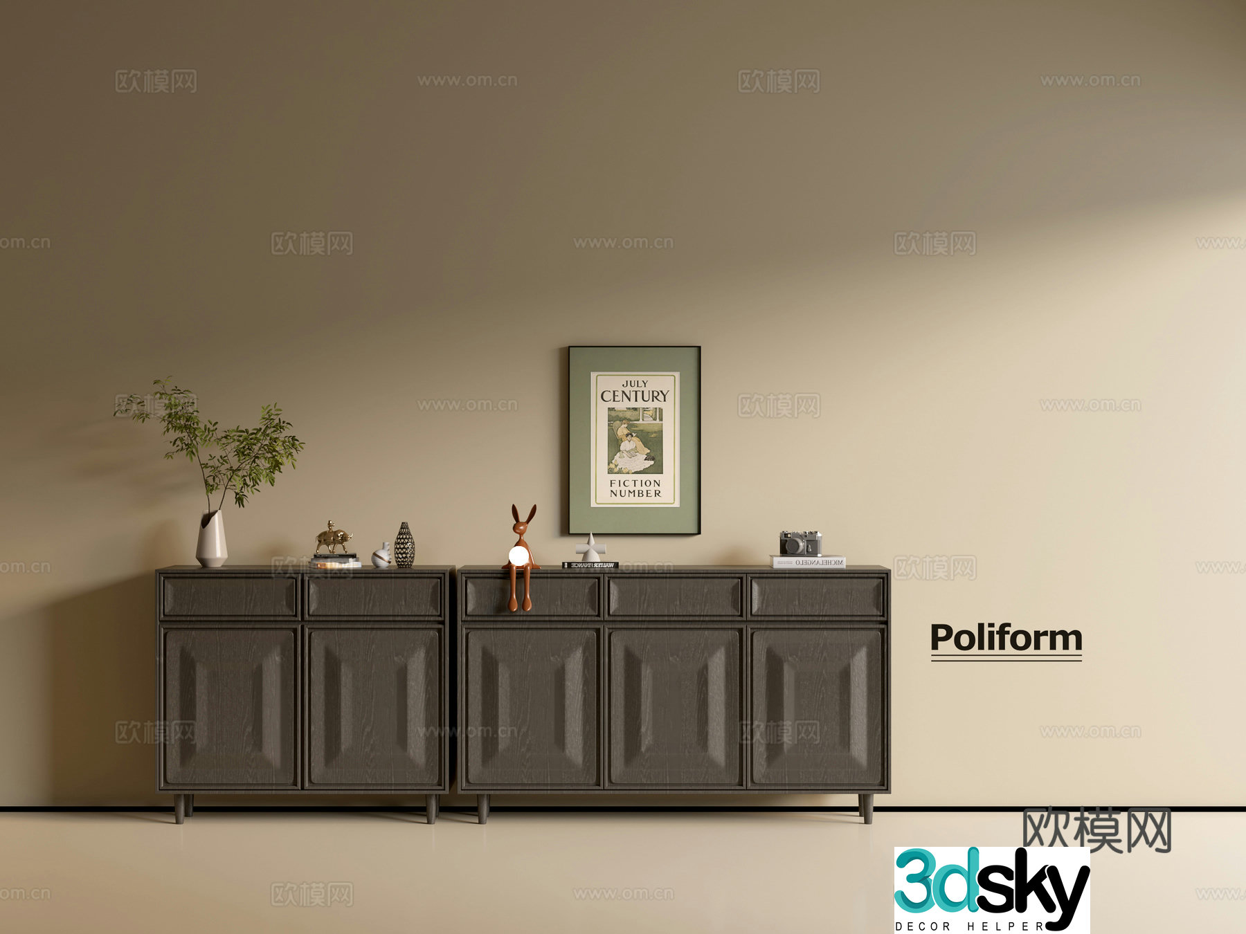 Modern black wood grain cabinet ins wind minimalist wind cabinet whole cabinet sideboard balcony cabinet 3d model