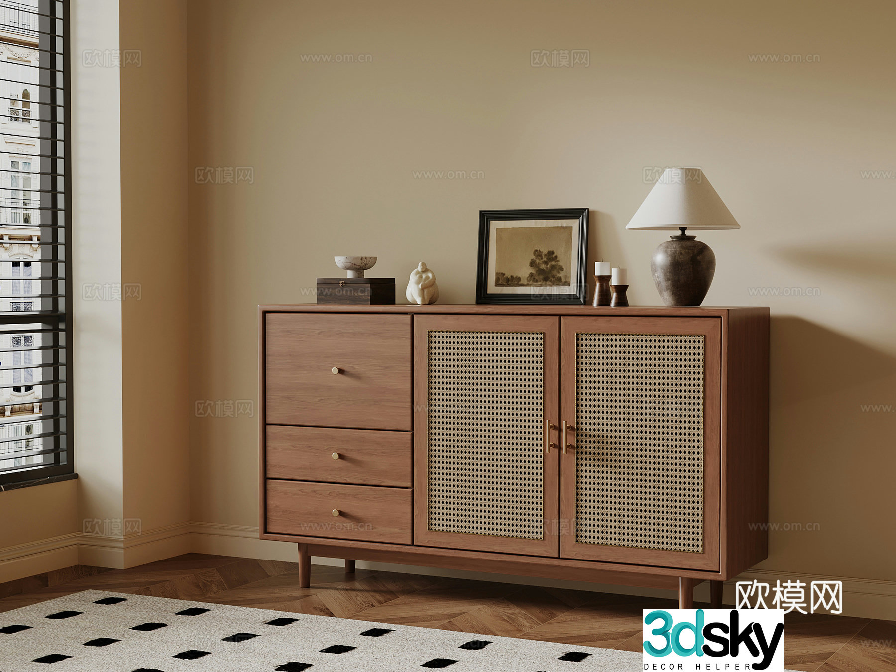 3D model of medieval style porch cabinet