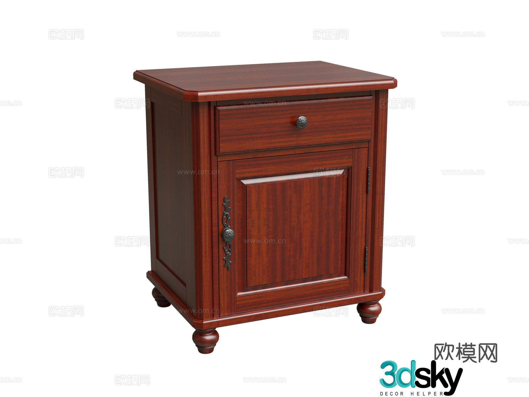 American bedside table 3D model