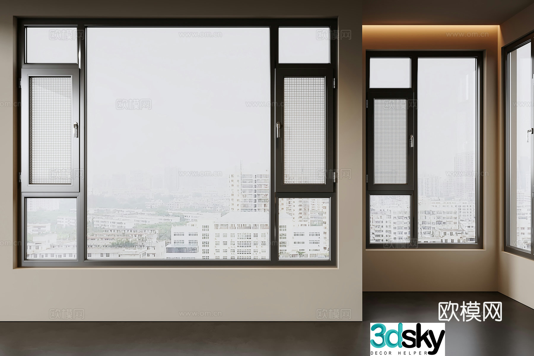 Modern minimalist home window casement window glass window living room window bedroom window 3d model