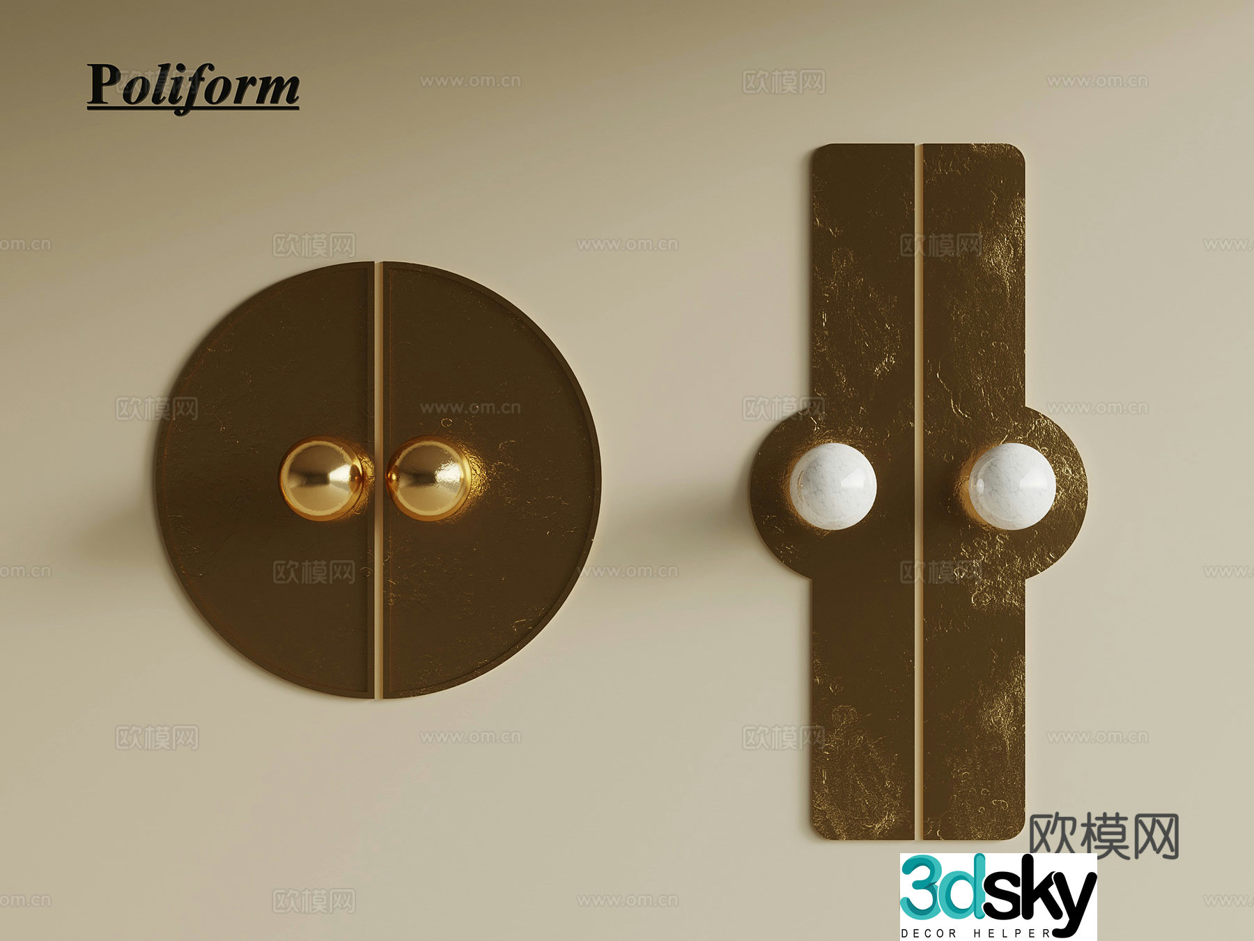 French medieval handle metal cabinet door handle 3D model