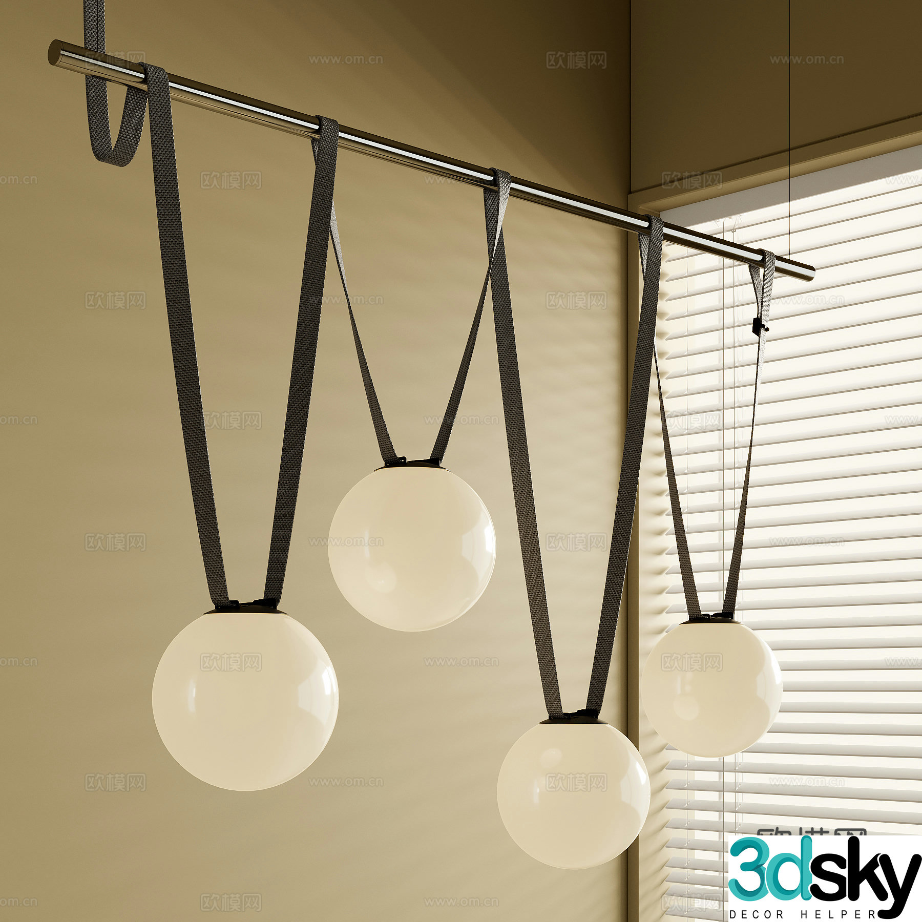 Modern belt chandelier 3d model