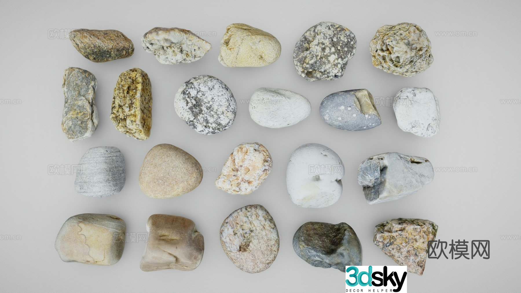 Pebbles Landscape Stone Stone Stone 3D Model