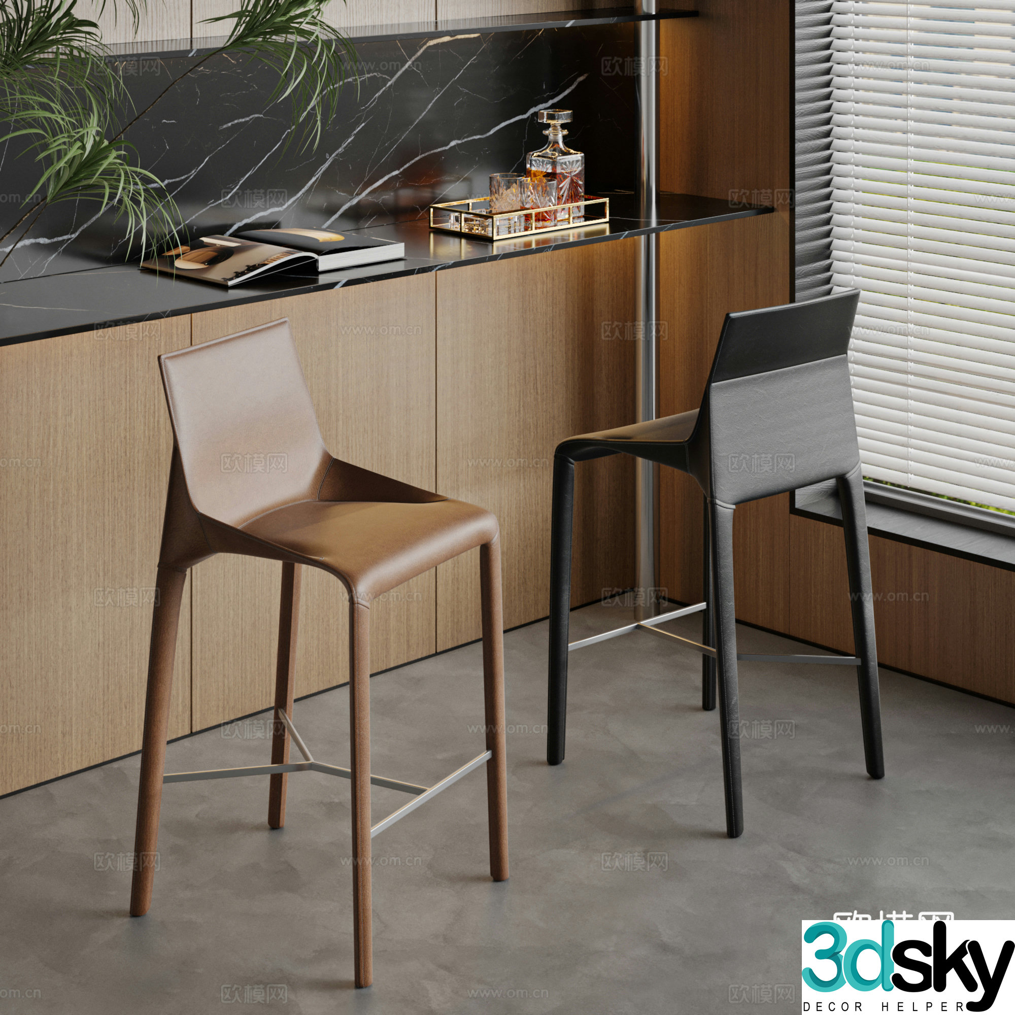 POLIFORM Modern Italian Bar Chair Combination Bar Chair Combination Bar Chair Combination Bar Chair 3D Model
