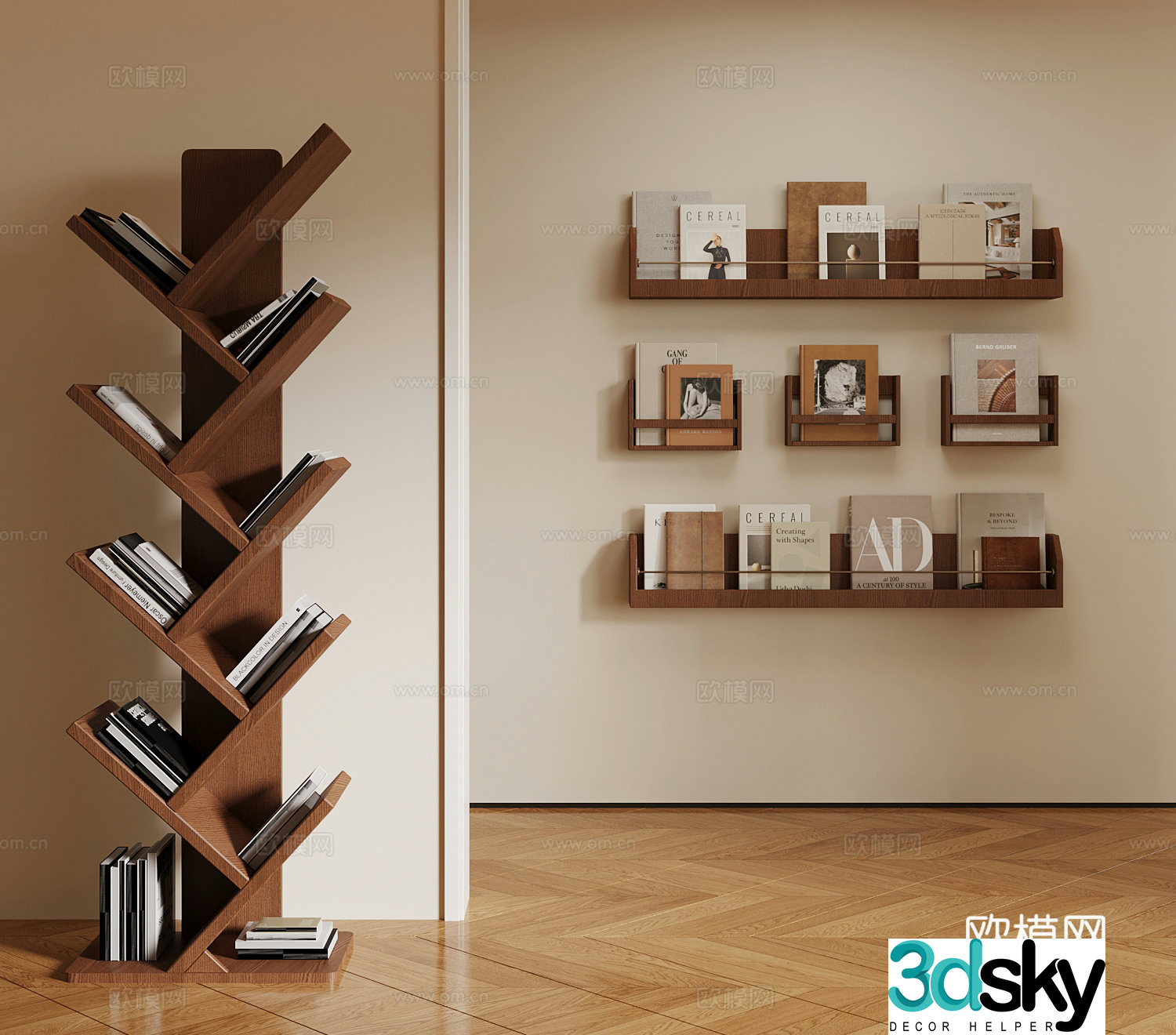 Middle-aged bookshelf 3D model