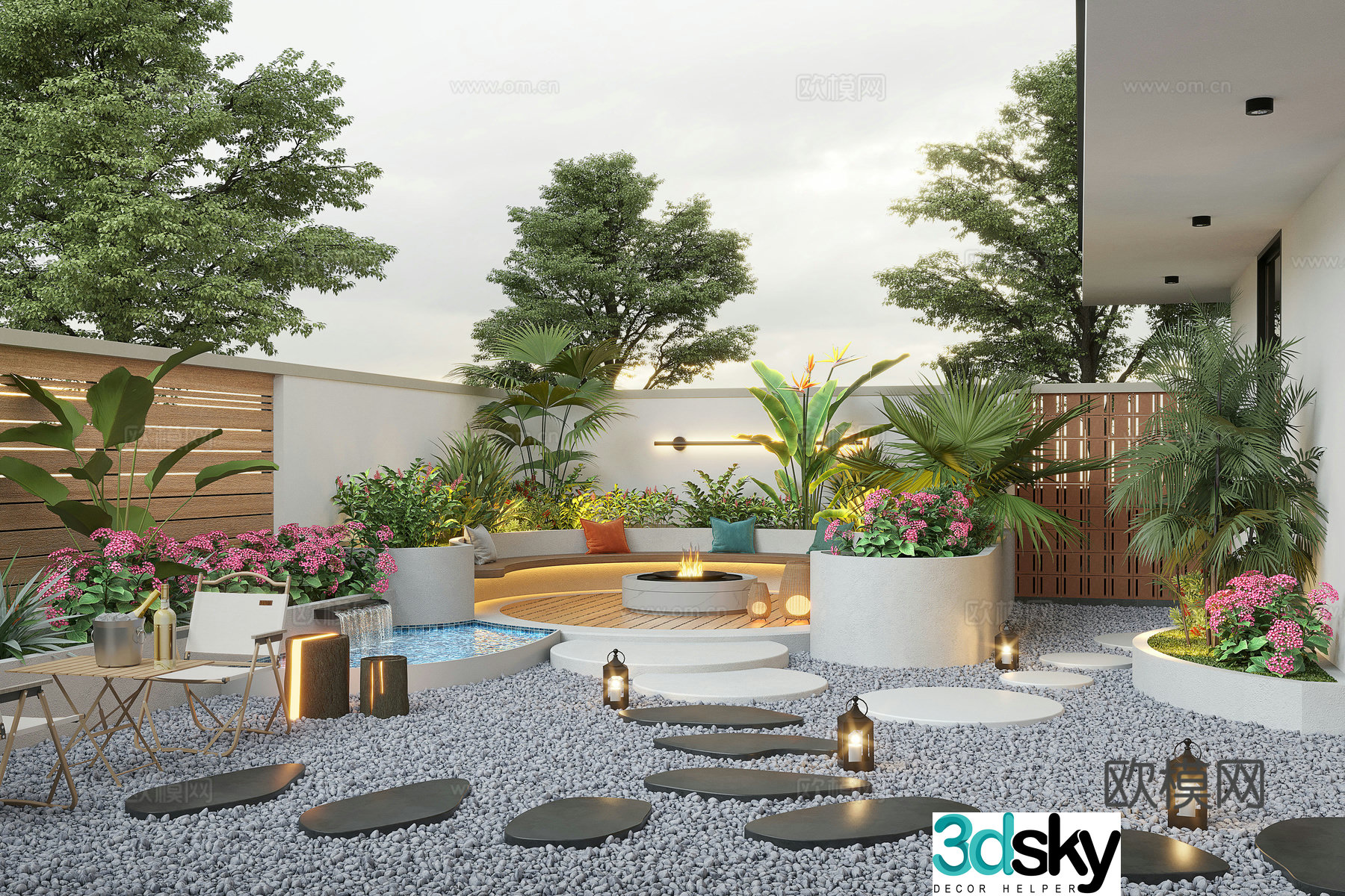 Modern courtyard landscape Villa courtyard Garden water view Landscape Landscape Landscape Sketch 3D Model