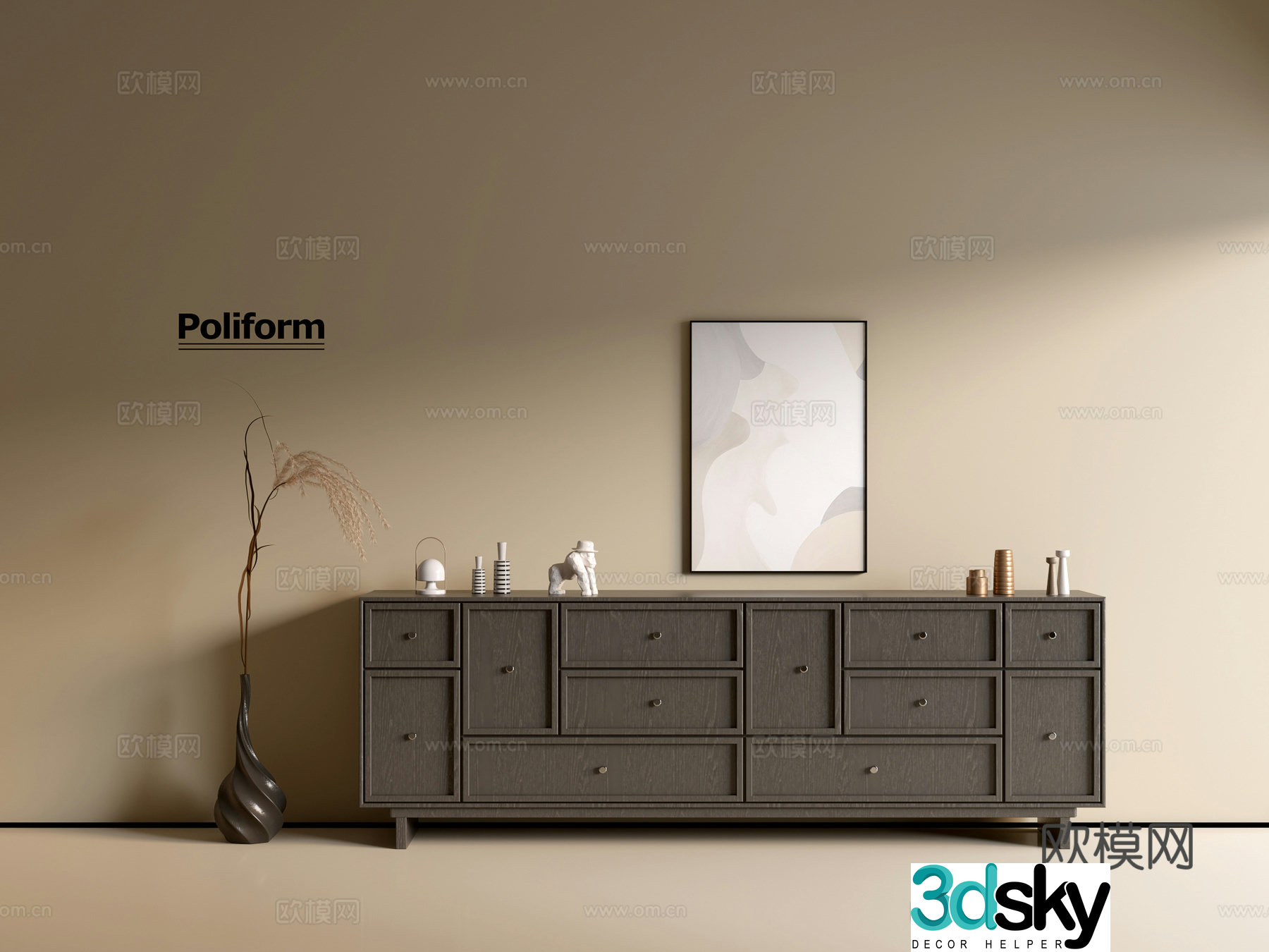 Modern black wood grain cabinet ins wind minimalist wind cabinet whole cabinet sideboard balcony cabinet 3d model
