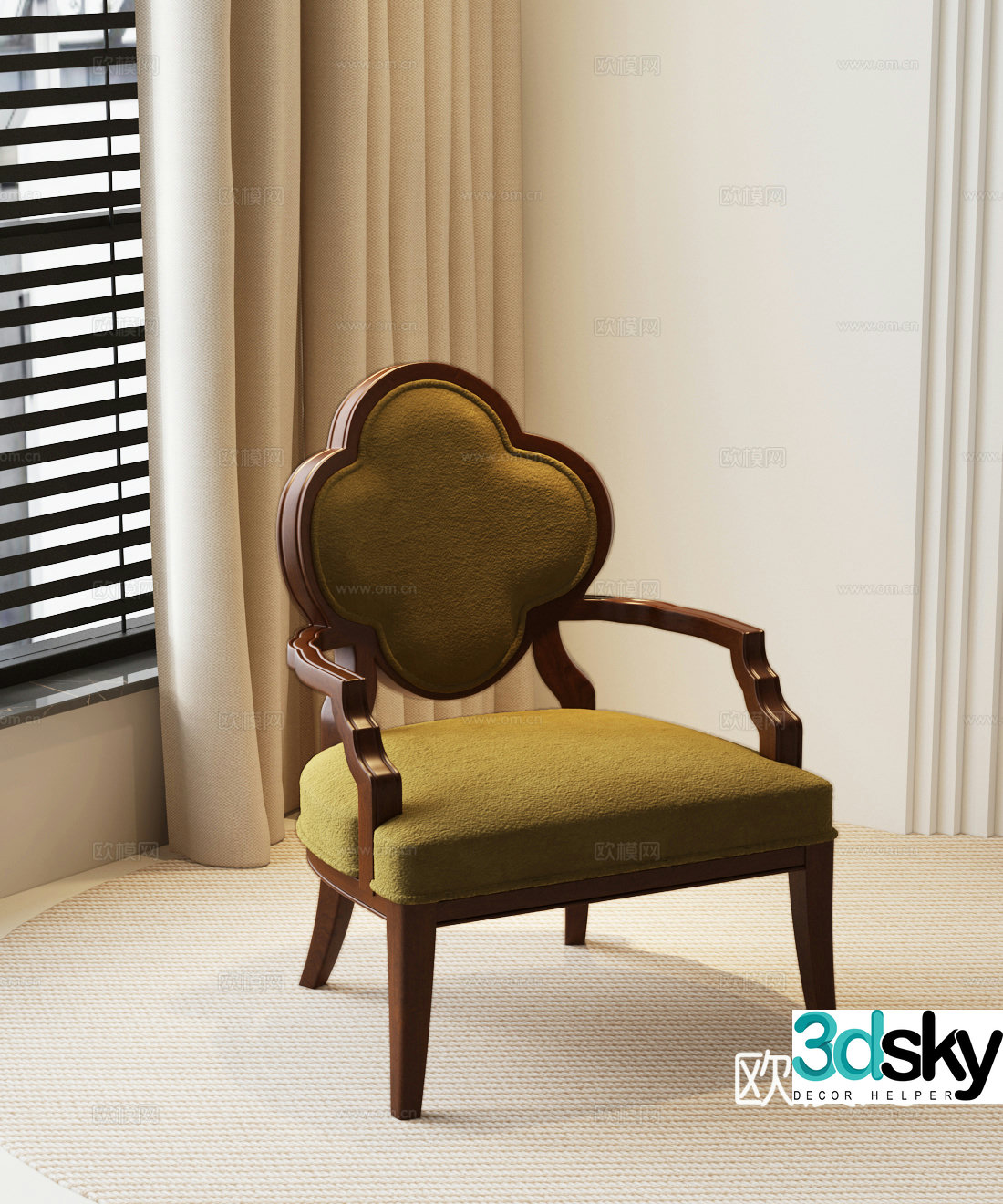 French style ancient leisure chair modern style ancient leisure chair French style ancient single chair 3D model