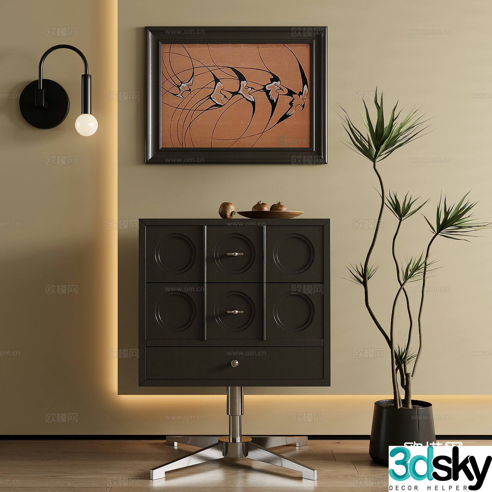 3D model of medieval style decorative painting