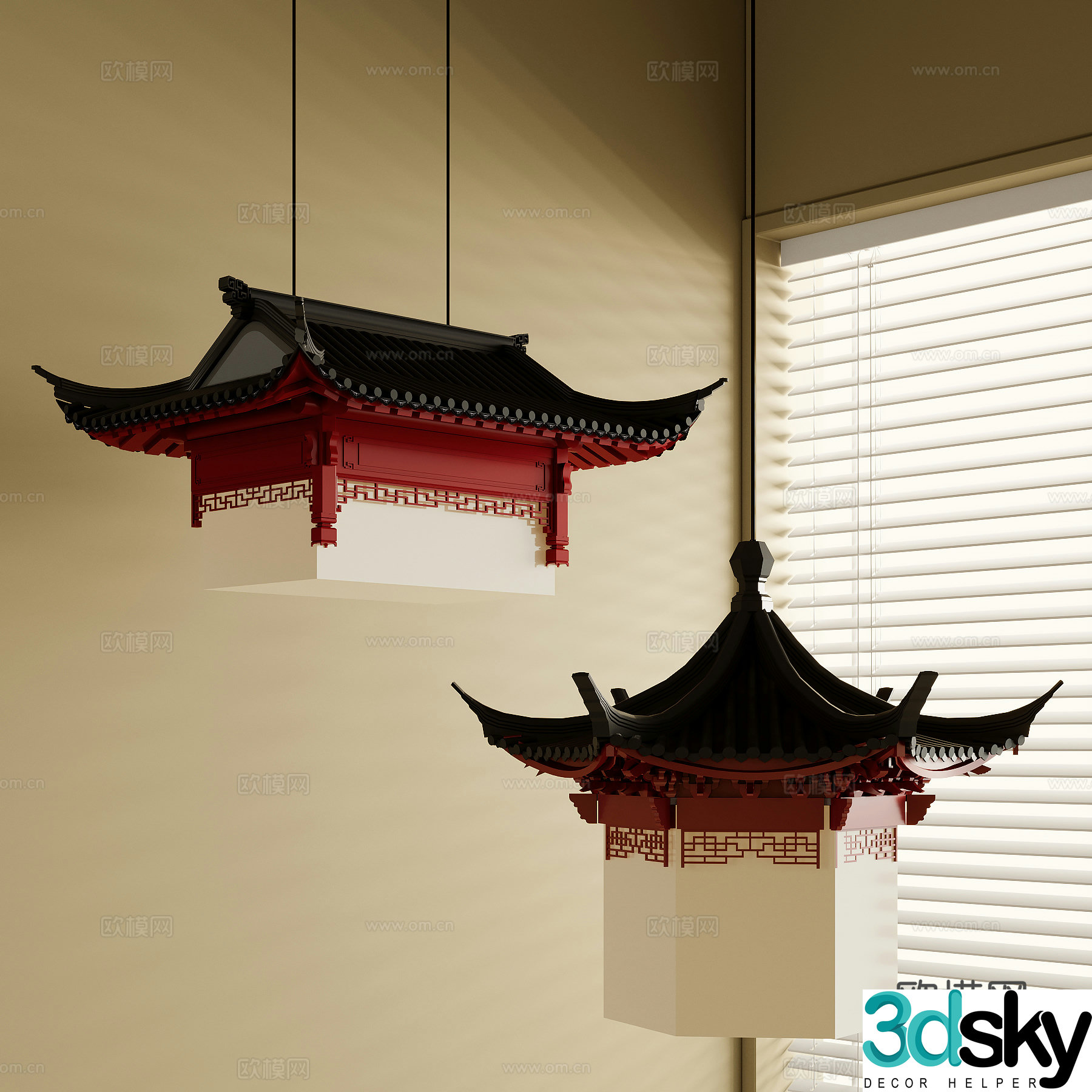 New Chinese chandelier 3D model