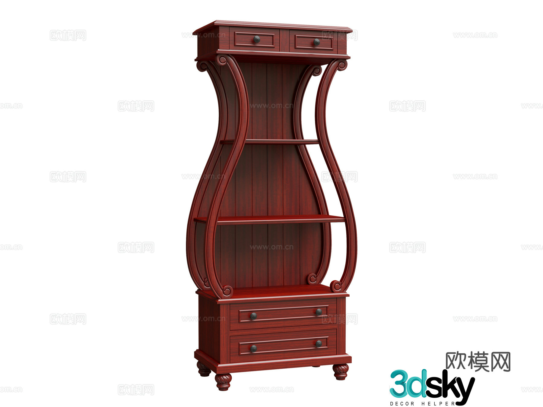 American wine cabinet 3D model