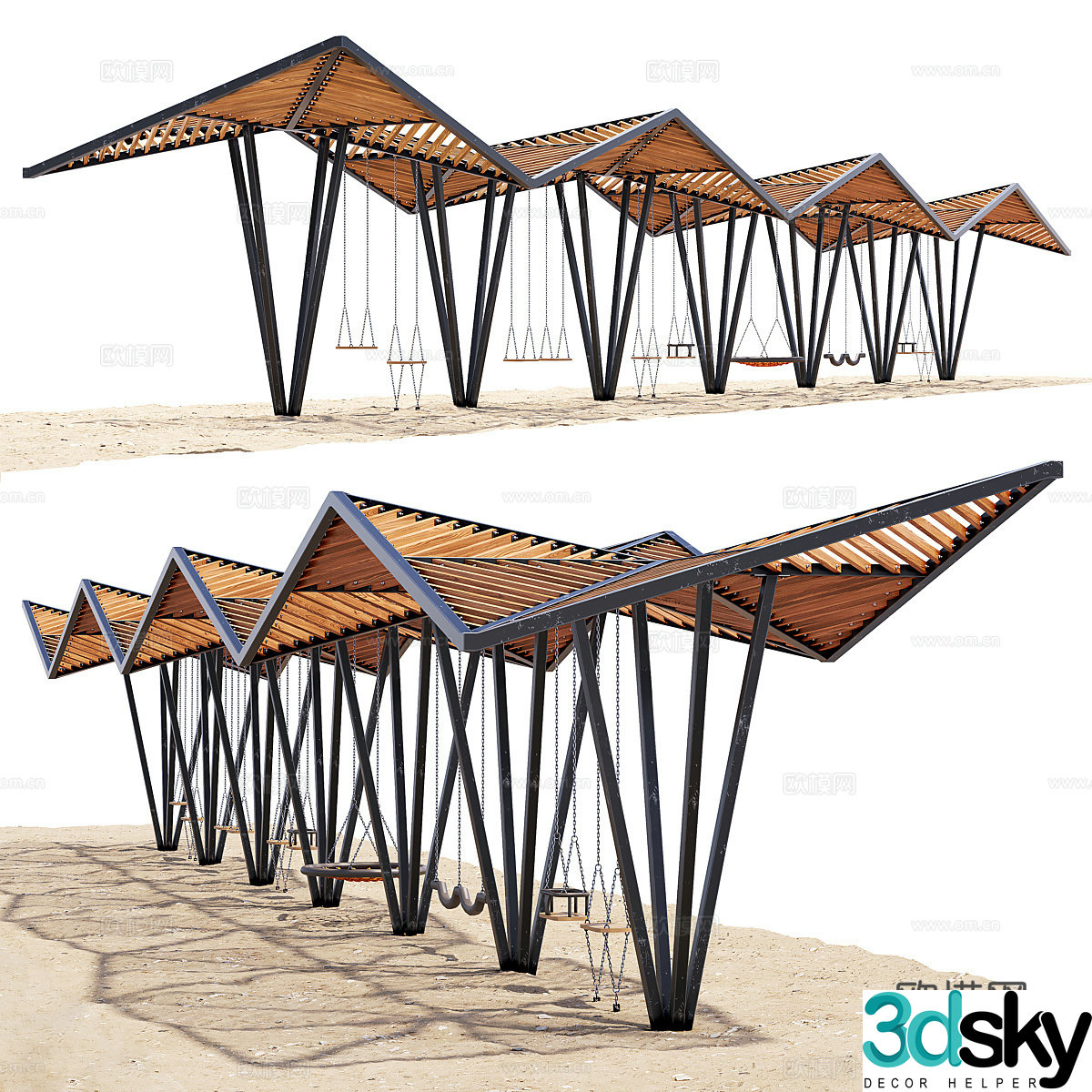 Modern Italian park pavilion park swing 3d model