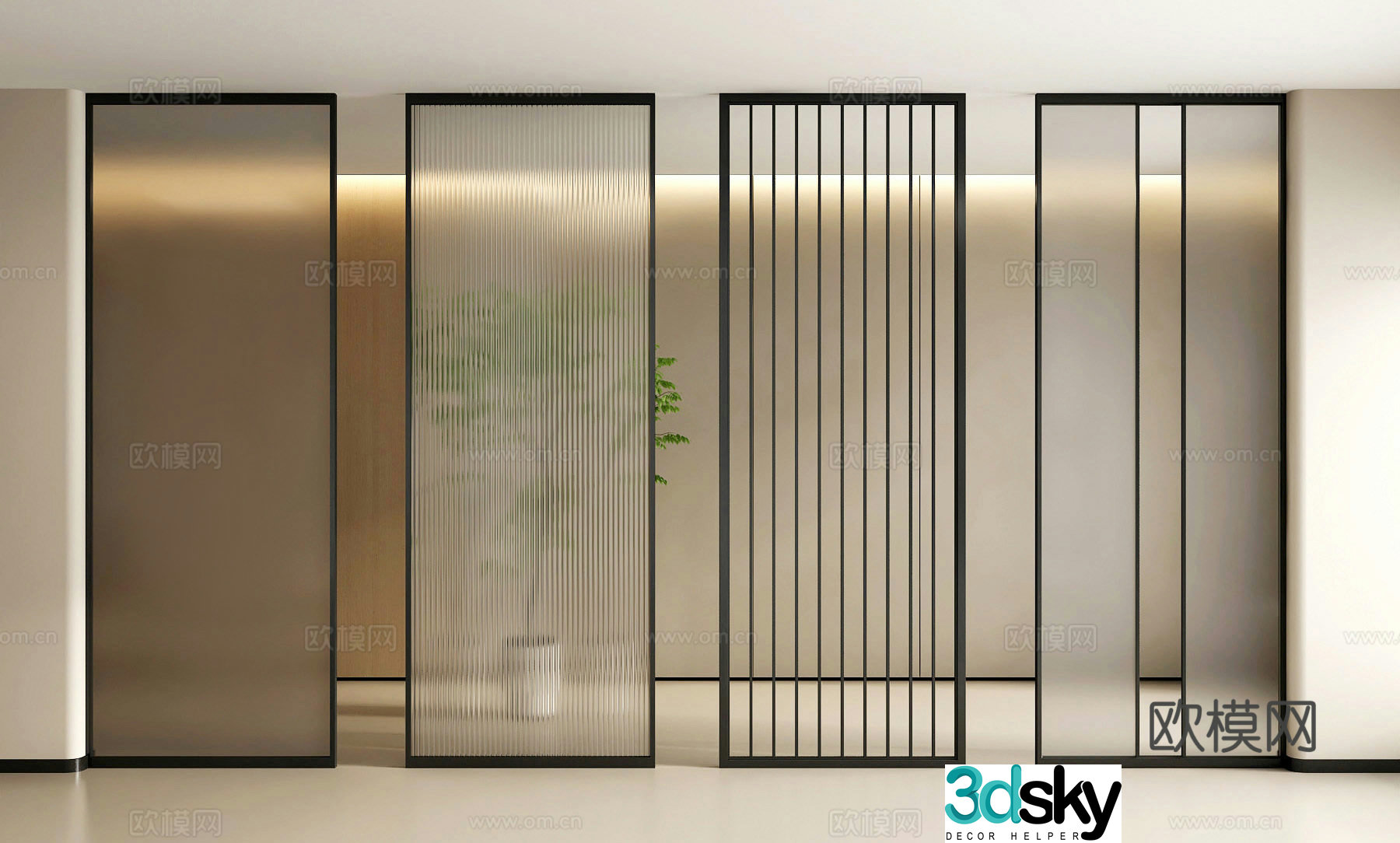 Modern glass partition 3d model