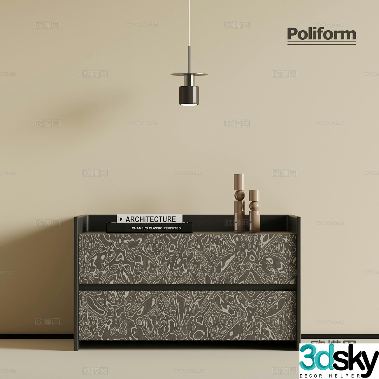 Modern Italian bedside table chandelier 3d model
