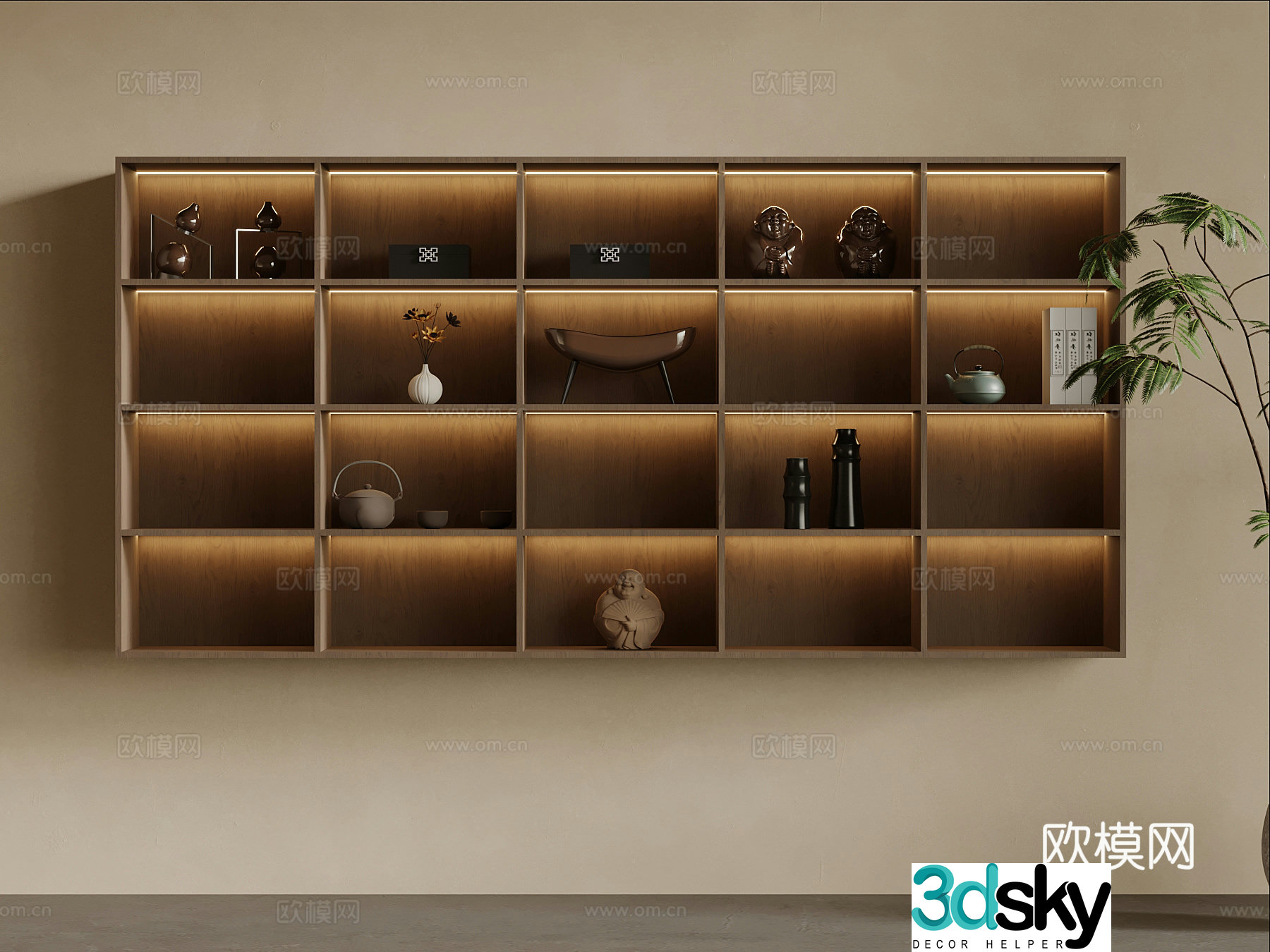 New Chinese style tea cabinet wall cabinet wall cabinet 3d model