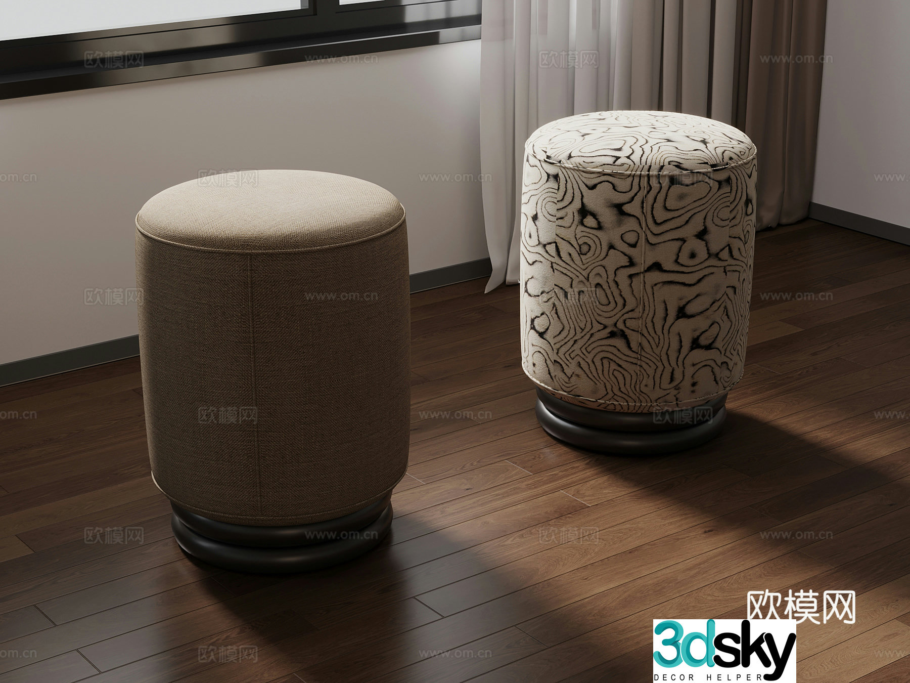 Modern medieval style stool 3d model