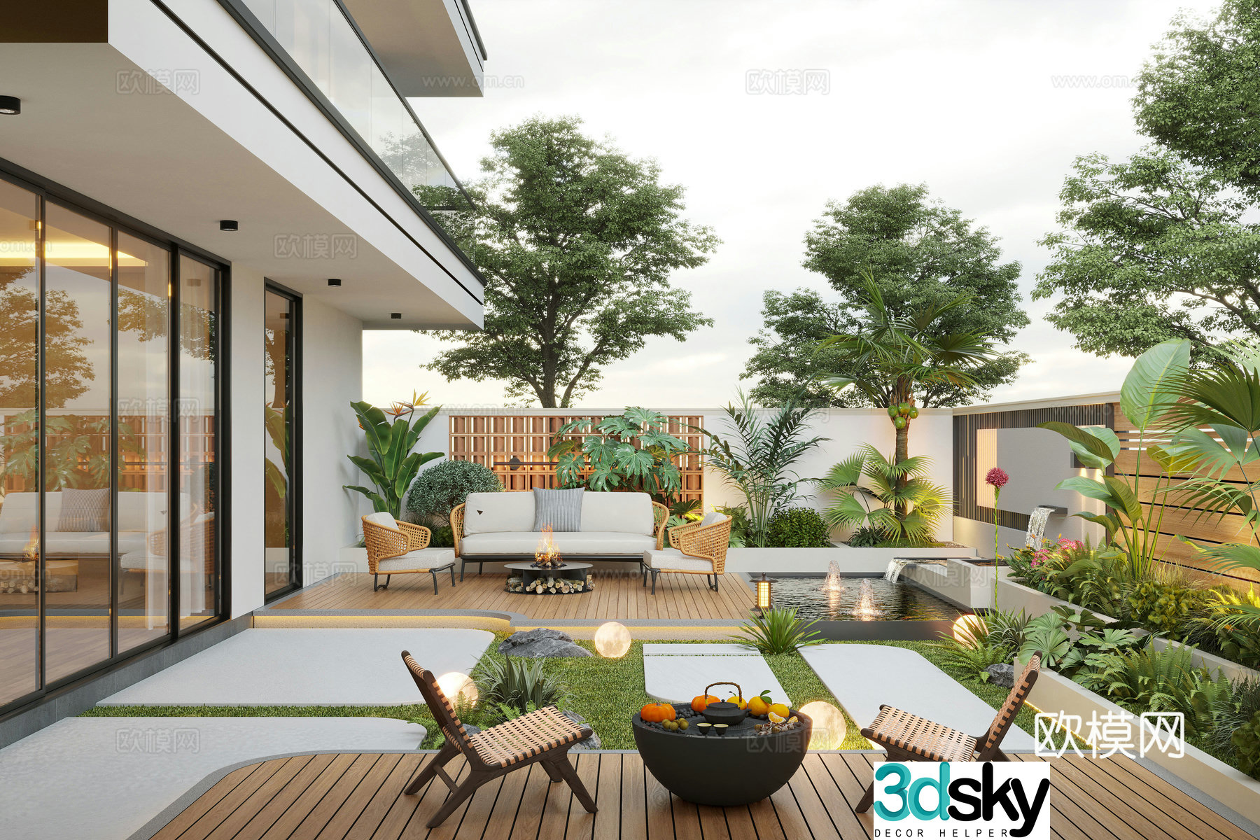 Modern courtyard landscape Villa courtyard Garden waterscape Landscape Landscape Sketch 3d model 3d model