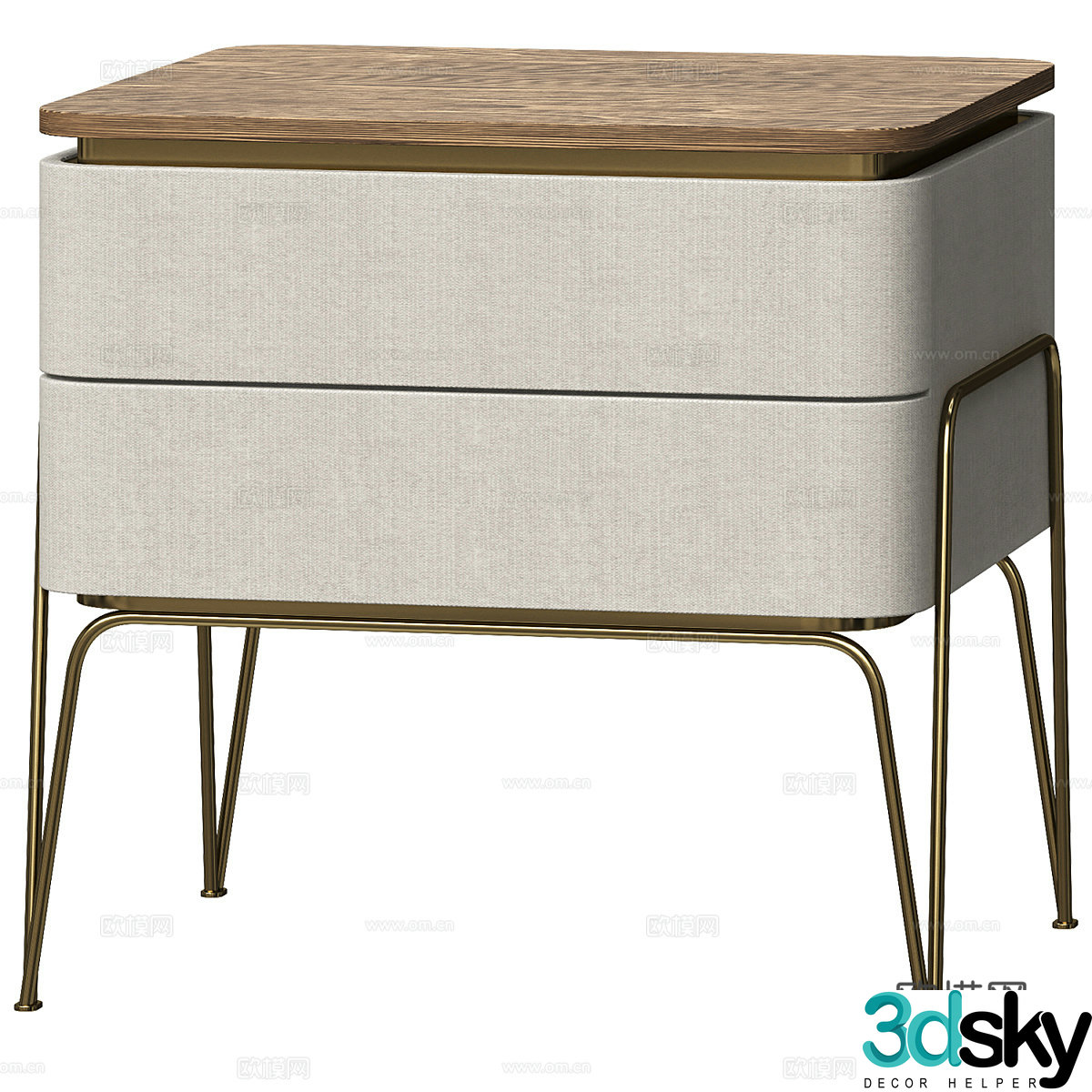 New Chinese style light luxury bedside table 3D model