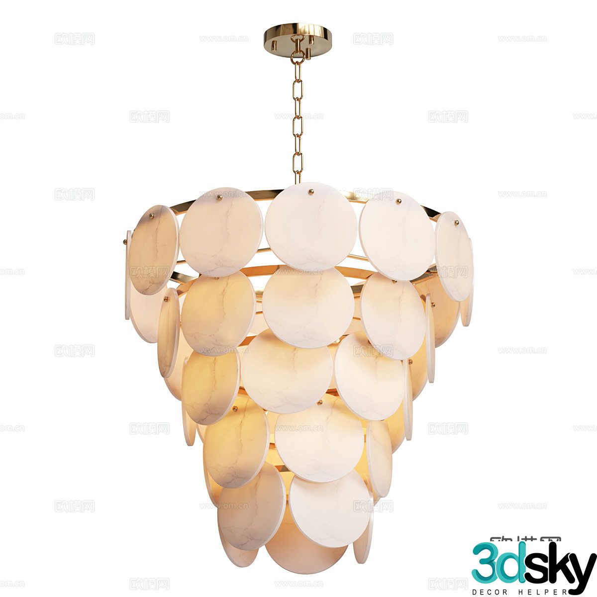Modern light luxury metal translucent stone decorative chandelier 3d model