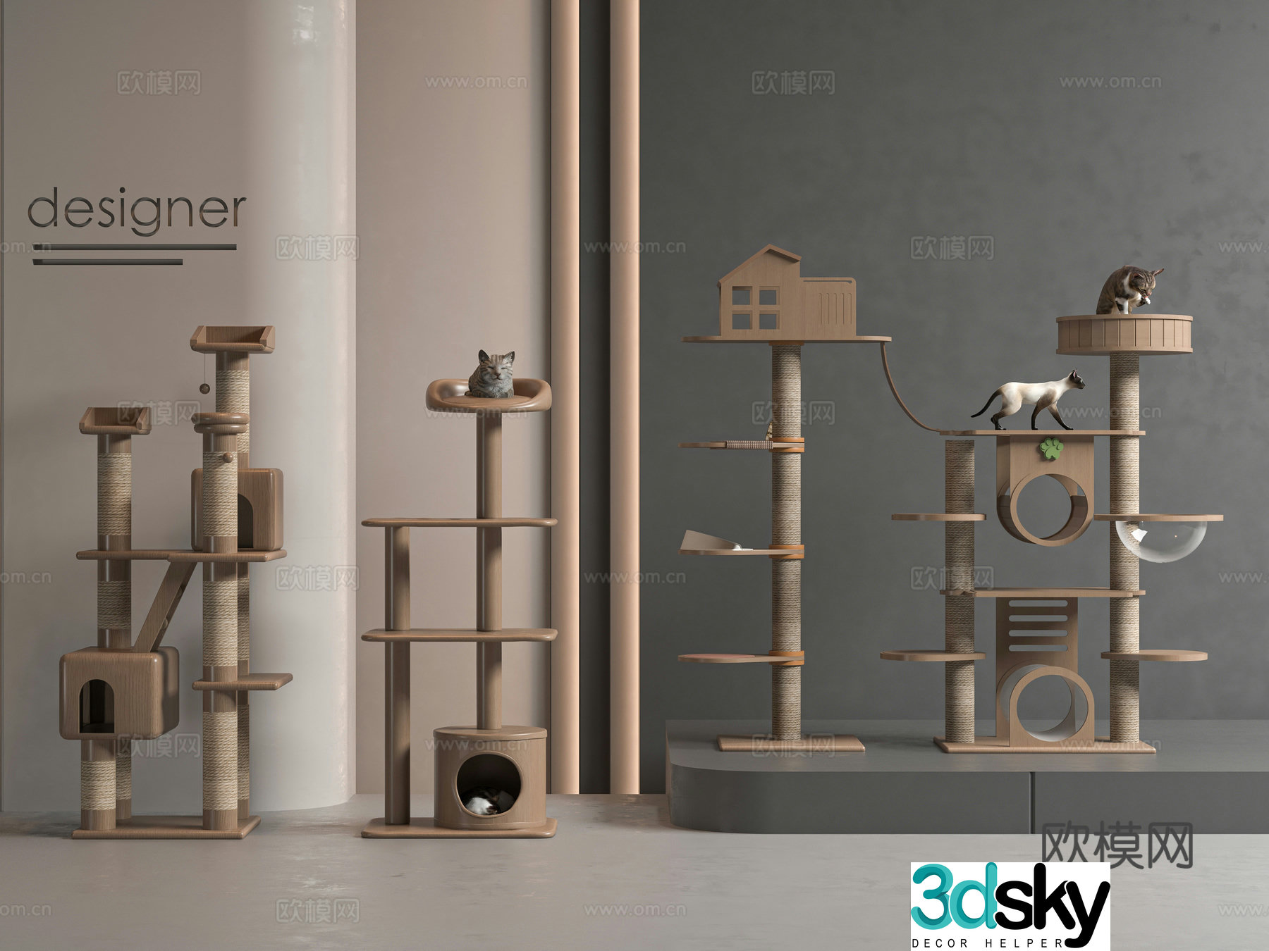 Modern cat crawling frame 3d model