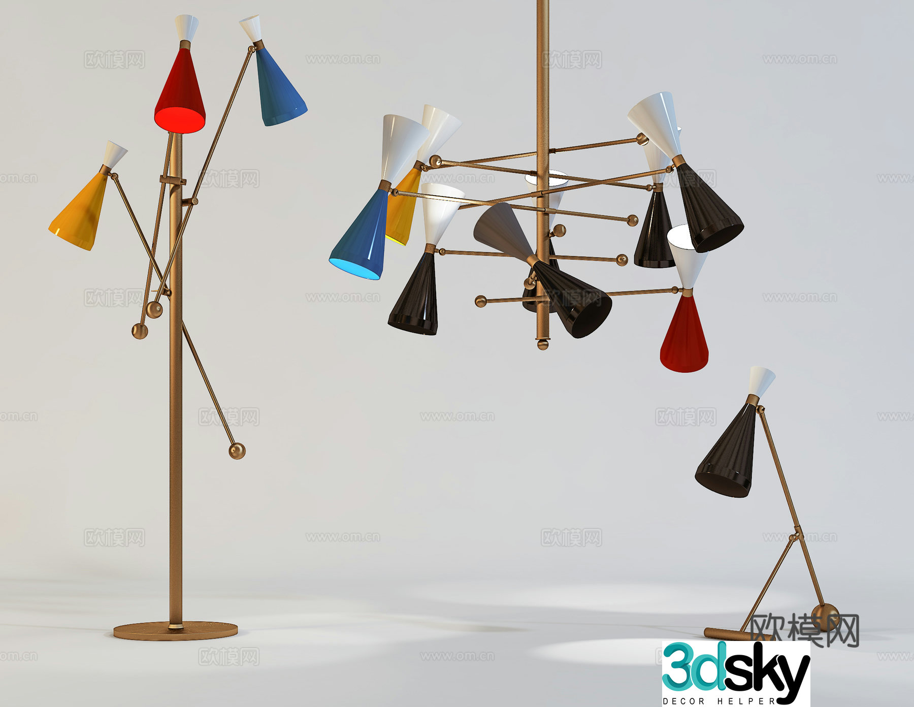 Modern light luxury chandeliers chandeliers desk lamps creative small chandeliers combination 3D model