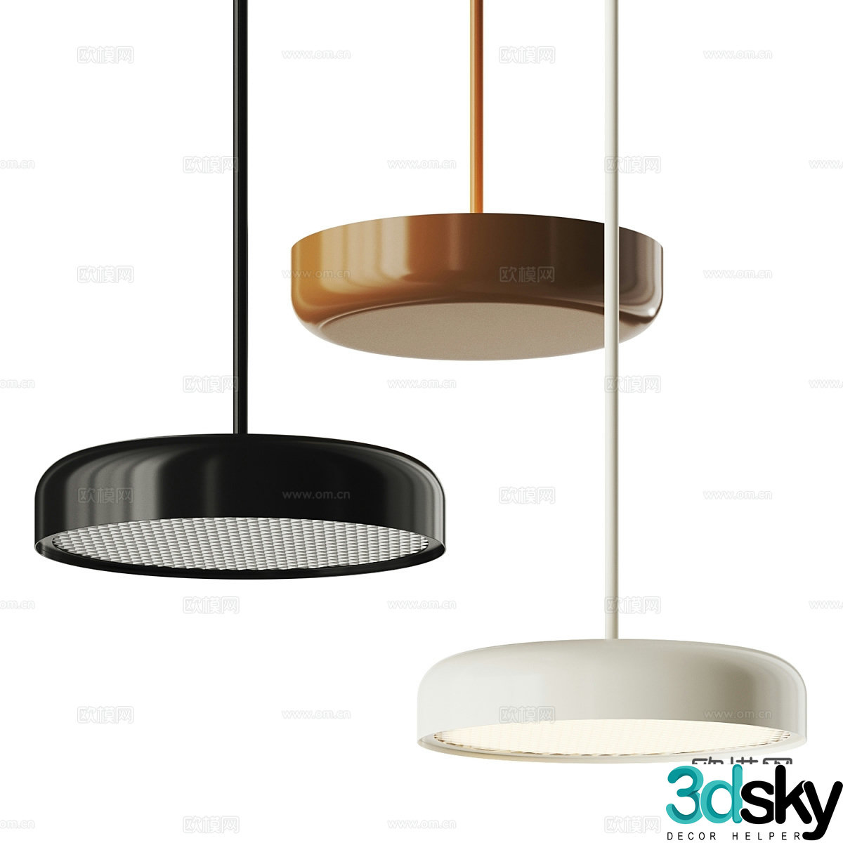 Modern minimalist disc decorative chandelier 3d model