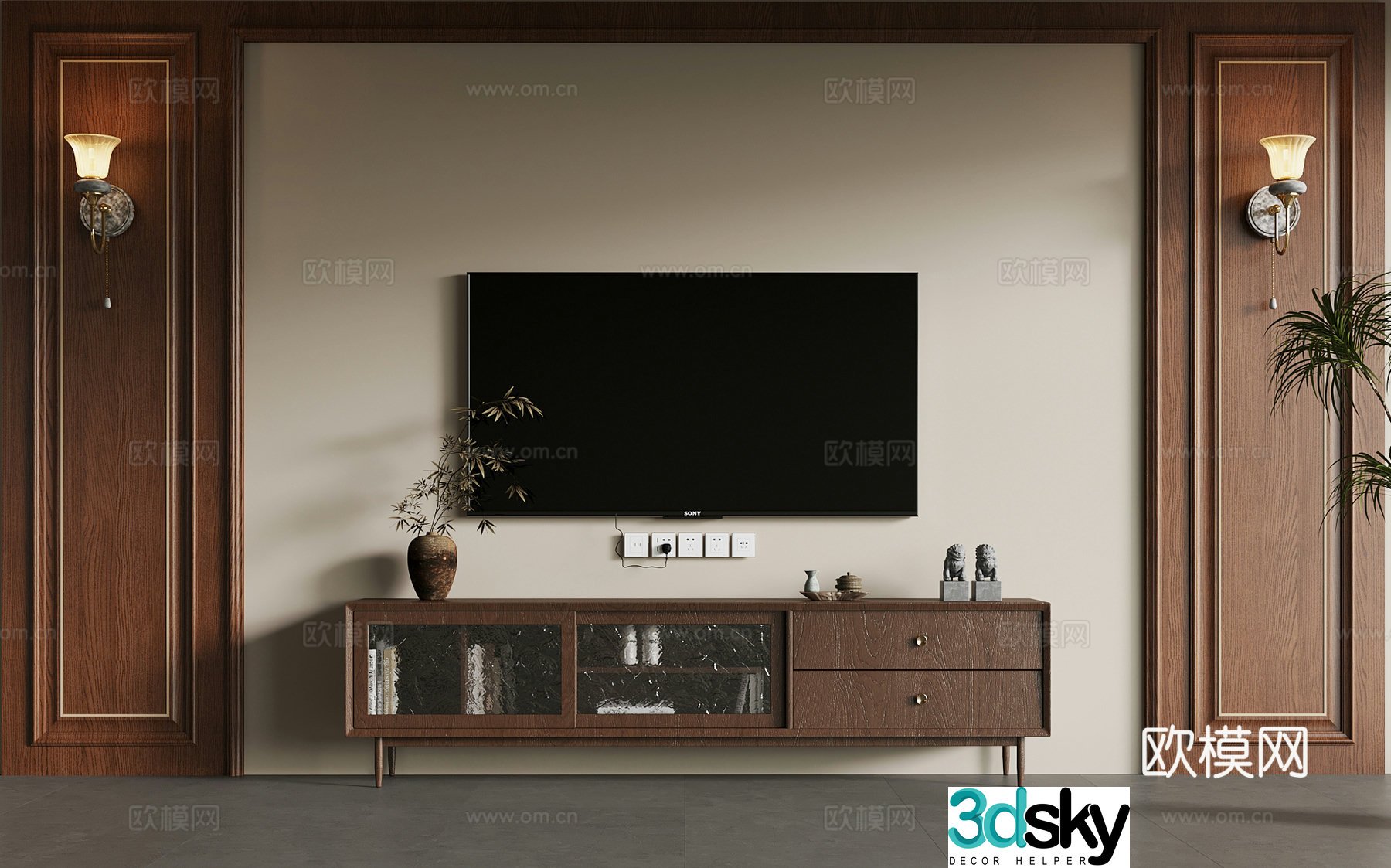 TV cabinet new Chinese TV cabinet 3D model