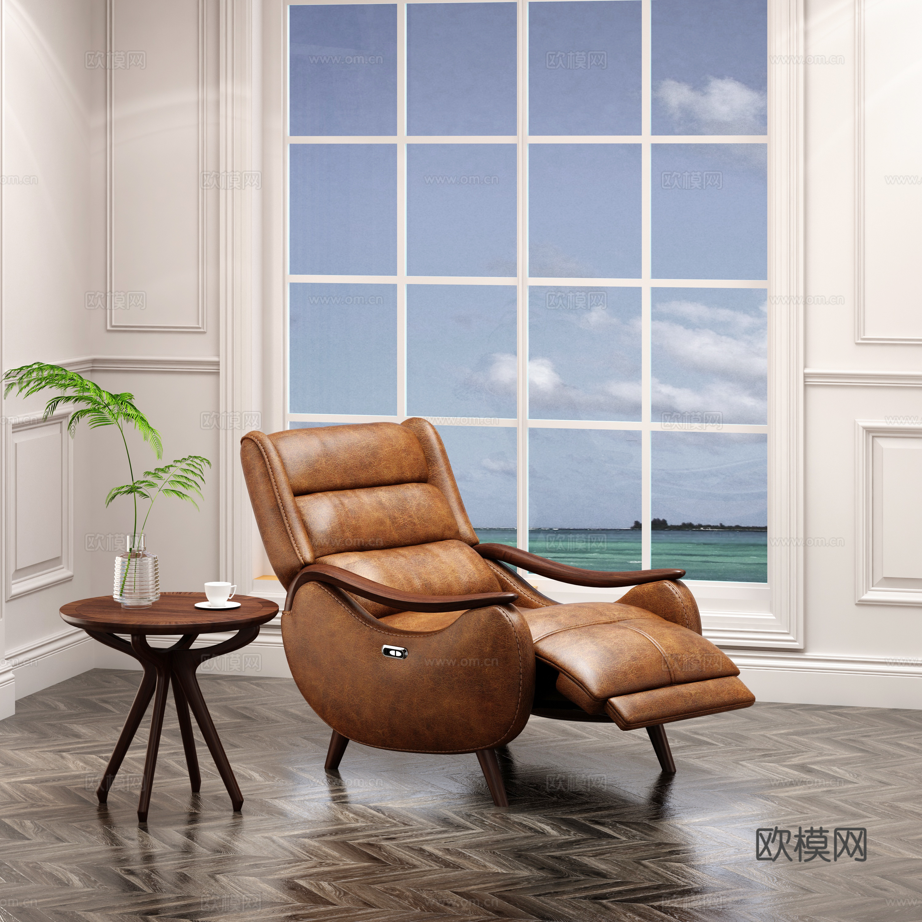 Modern American functional chair massage chair single sofa wooden fanyoupin solid wood furniture 3D model