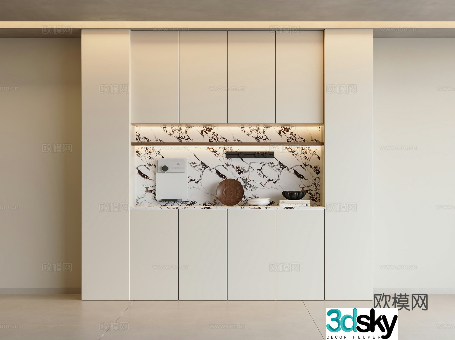 Modern minimalist sideboard tea cabinet meal preparation cabinet hanging cabinet sideboard wine cabinet sideboard ornament 3D model