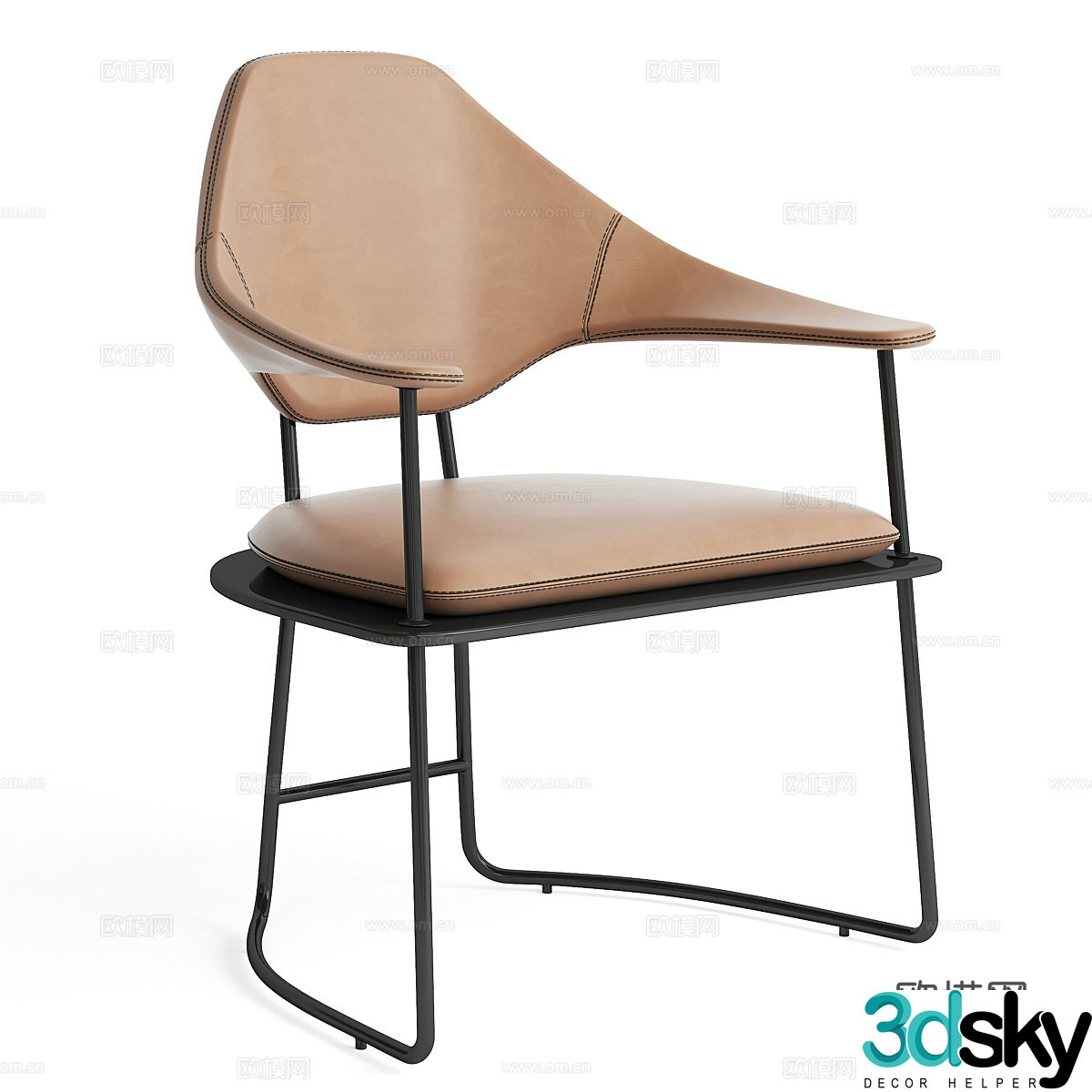 Modern Italian leather armchair 3d model