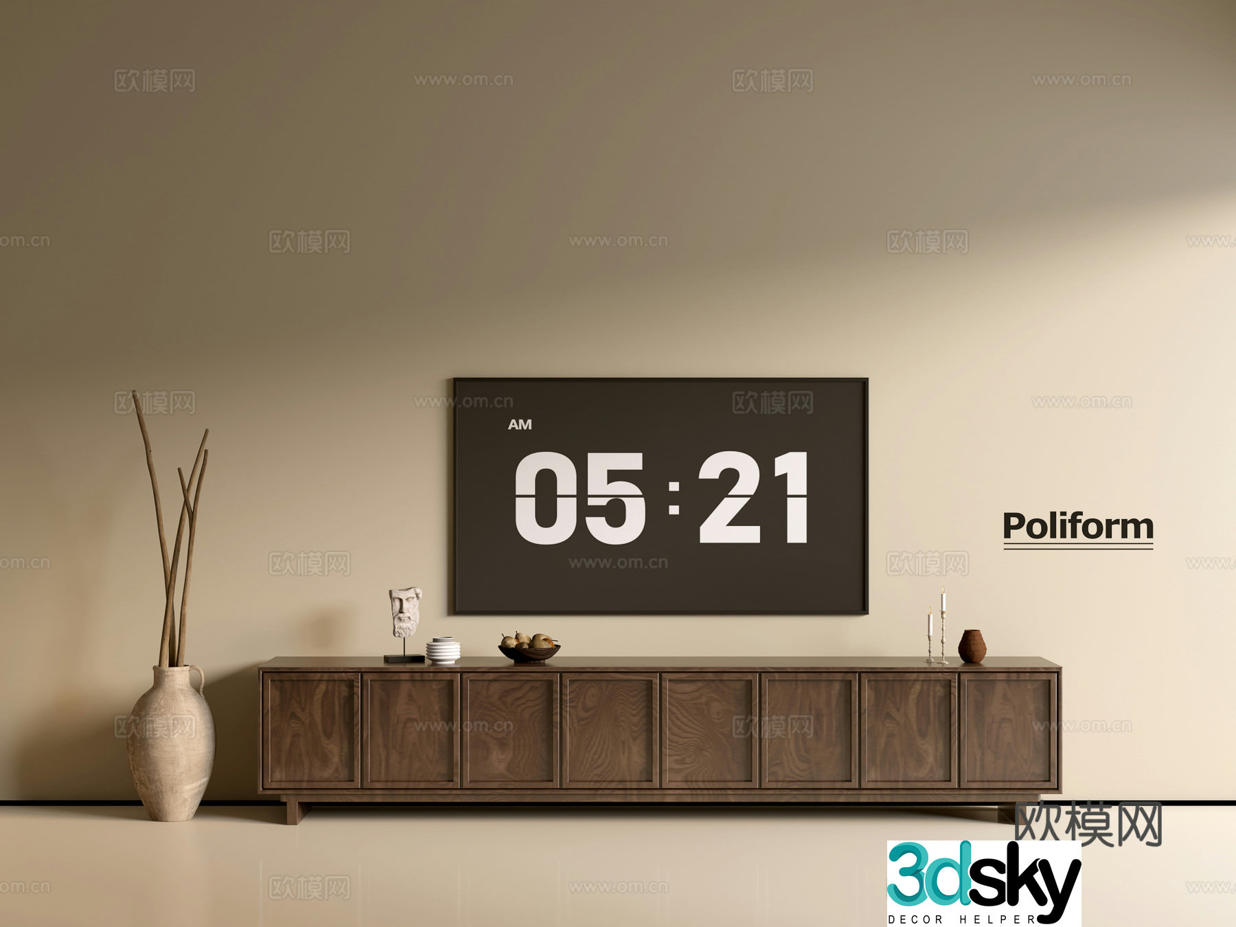 Modern wood grain TV cabinet simple side cabinet chest of drawers low cabinet whole cabinet side cabinet balcony 3D model