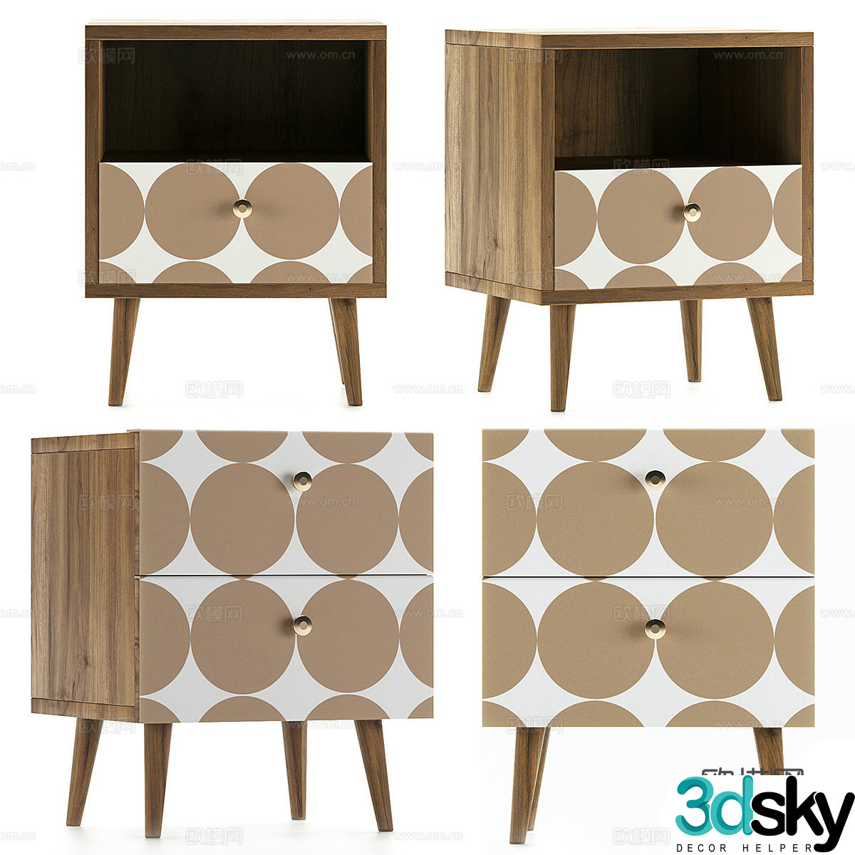 Modern Nordic log style children’s bedside table 3D model