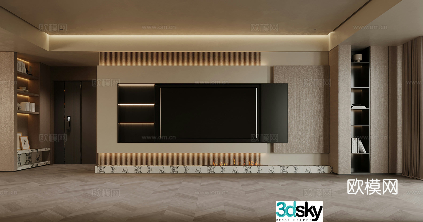 Modern TV background wall 3d model