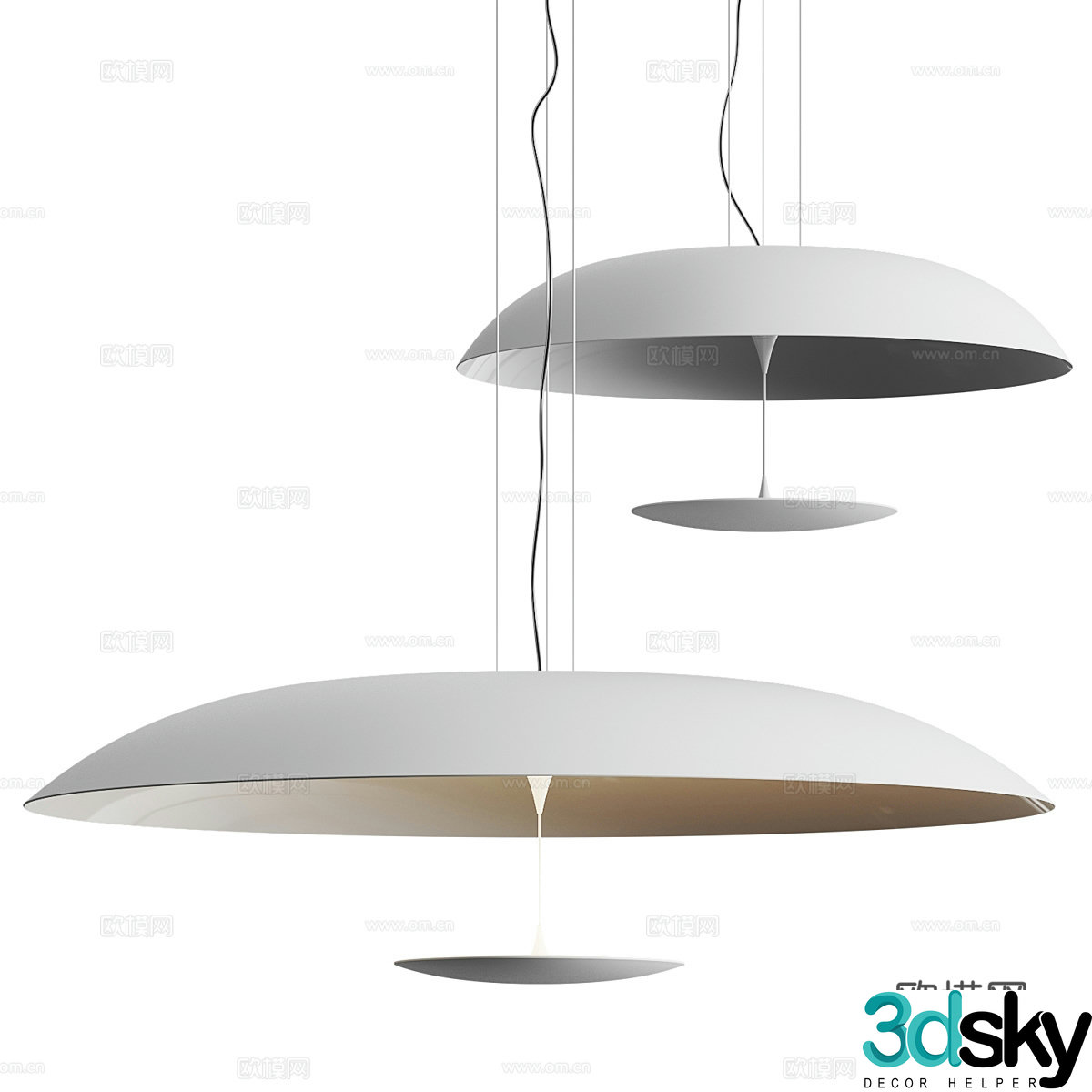 Modern minimalist disc metal chandeliers 3d model