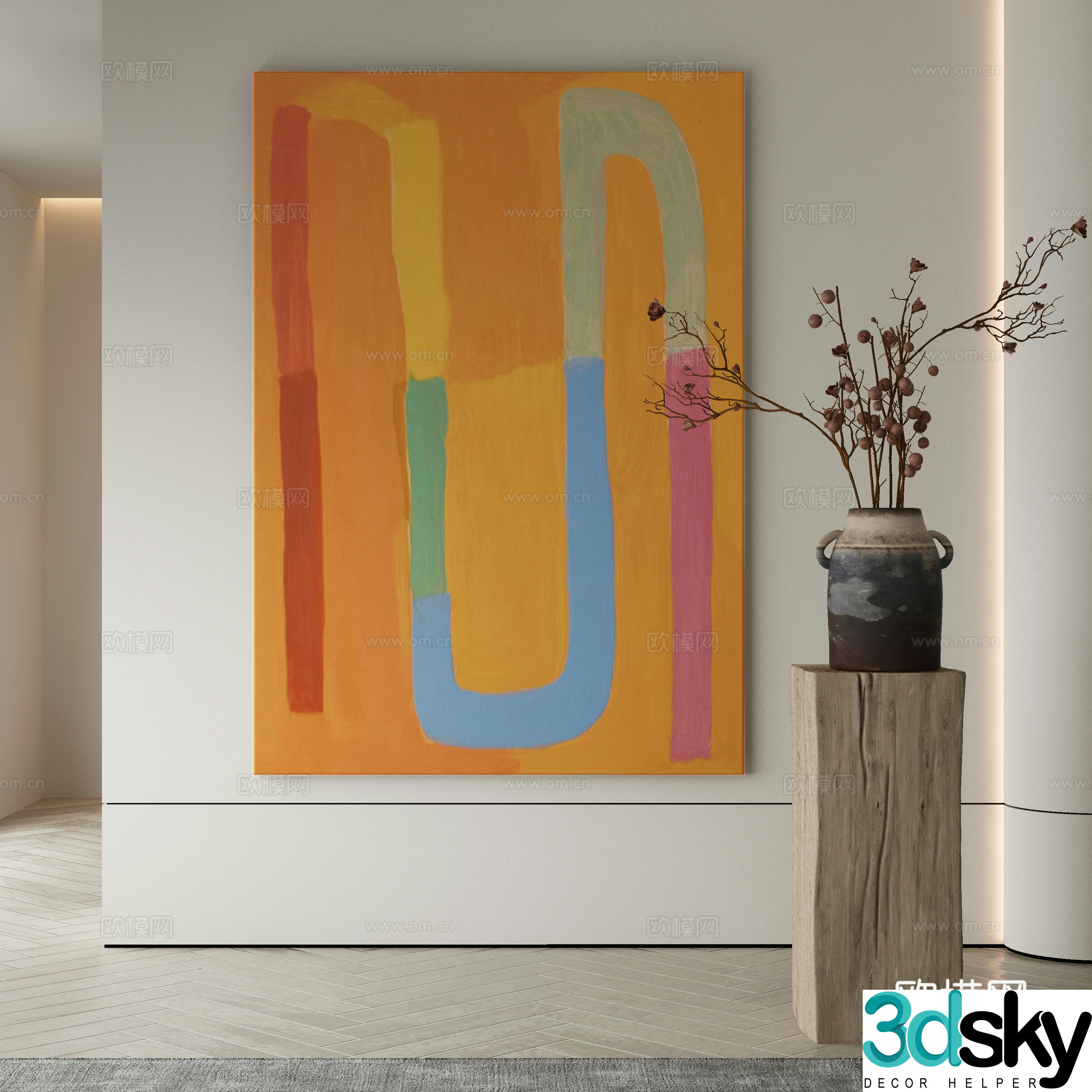 Modern Wasabi Hanging Painting Oil Painting 3D Model