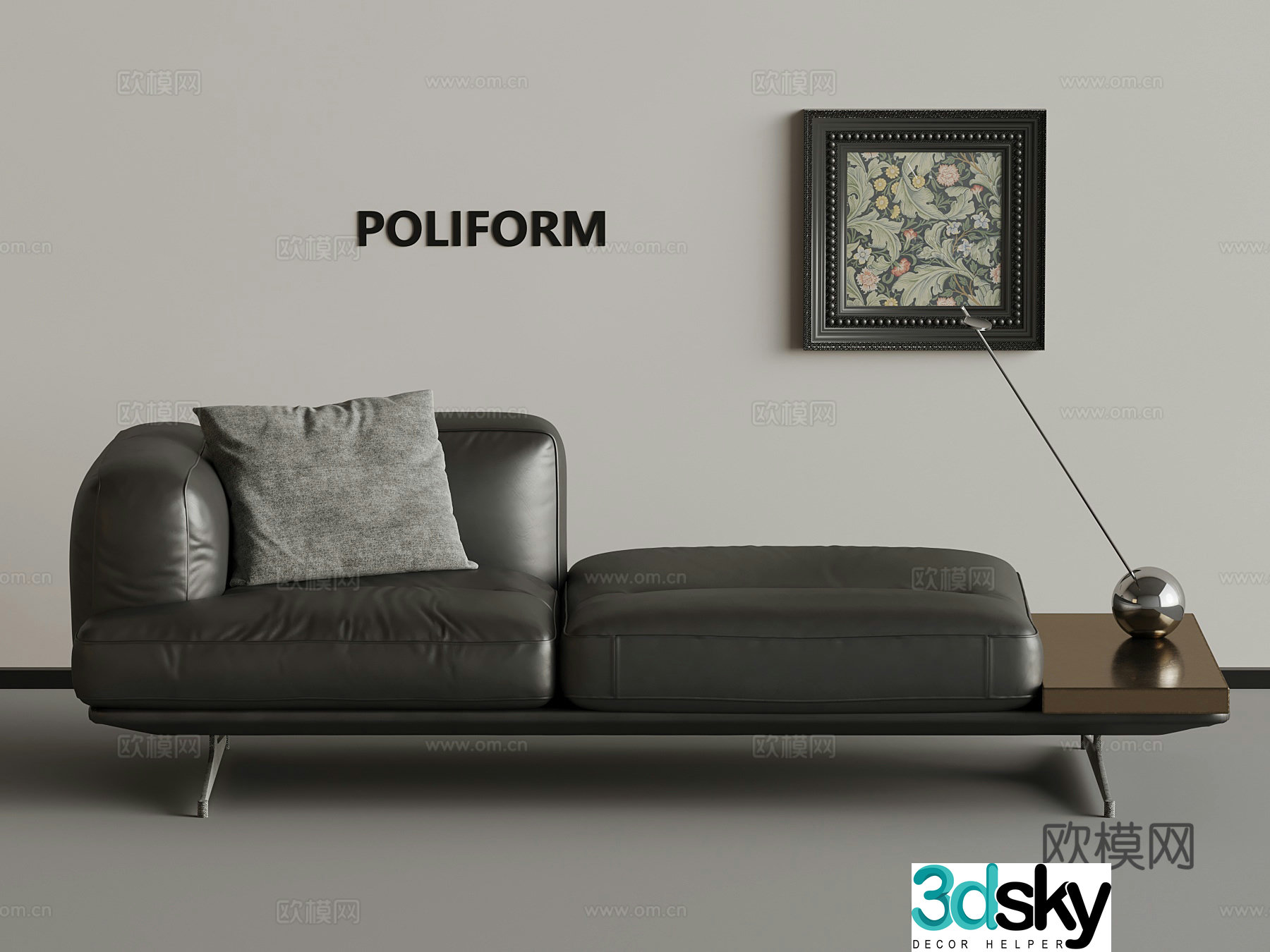 Modern light luxury shoe changing stool bed tail stool 3D model of hanging paintings