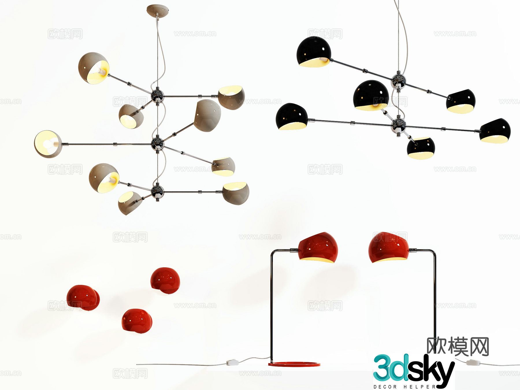 Modern light luxury chandeliers chandeliers desk lamps creative small chandeliers combination 3D model