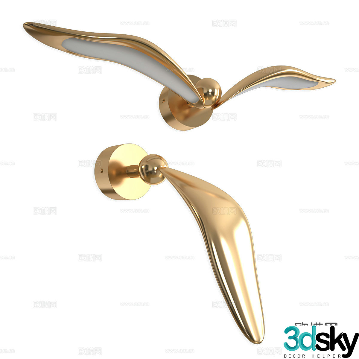 Modern light luxury bird decorative wall light 3d model