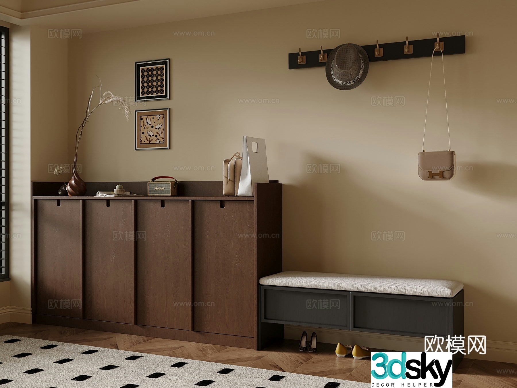 Middle-aged shoe cabinet low shoe cabinet 3d model