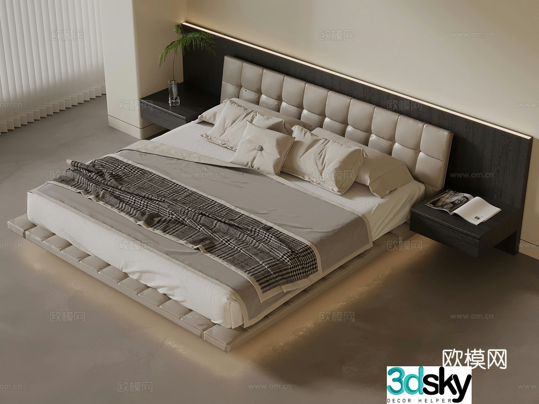 Modern double bed 3d model
