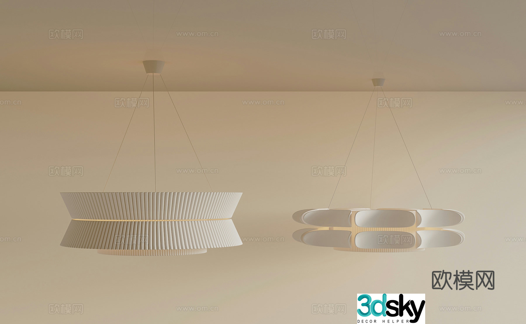 Modern minimalist cream style chandelier 3d model