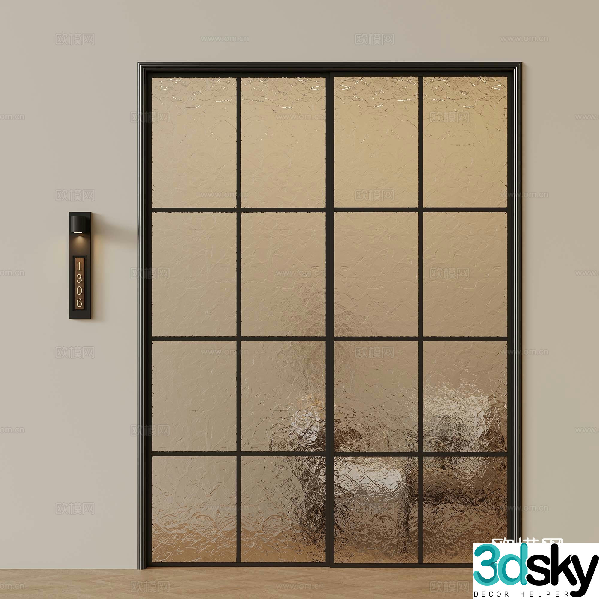 Modern sliding doors Glass sliding doors Door signs Leisure chair 3d model