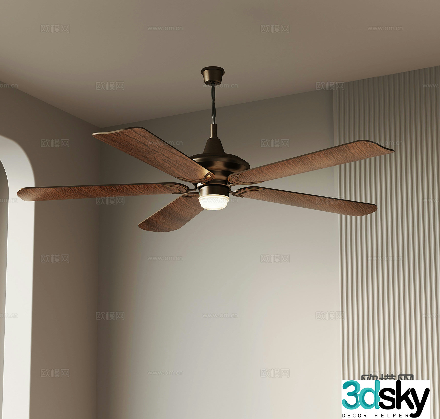 French fan light retro fan light 3d model