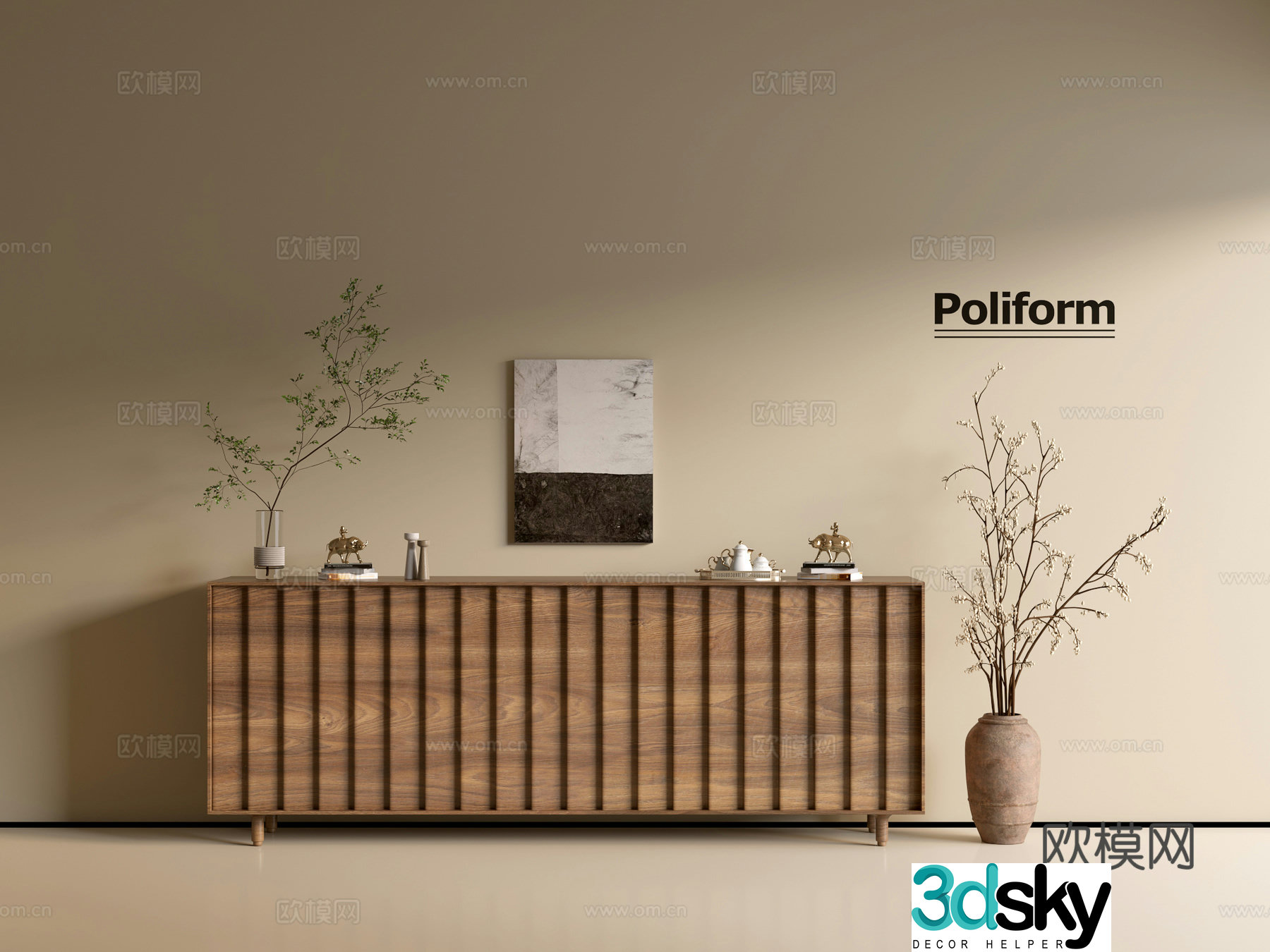 Modern wood grain cabinet ins wind minimalist wind cabinet whole cabinet sideboard balcony cabinet storage 3D model