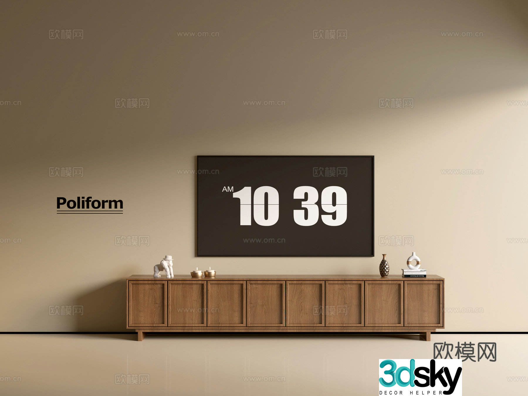 Modern wood grain TV cabinet simple side cabinet chest of drawers low cabinet whole cabinet side cabinet balcony 3D model