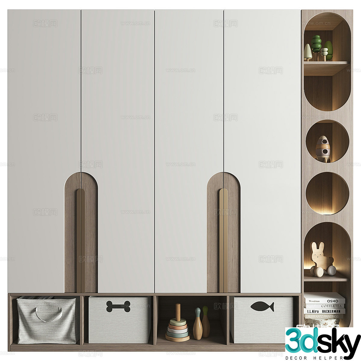 Modern Italian children’s door opening wardrobe 3d model