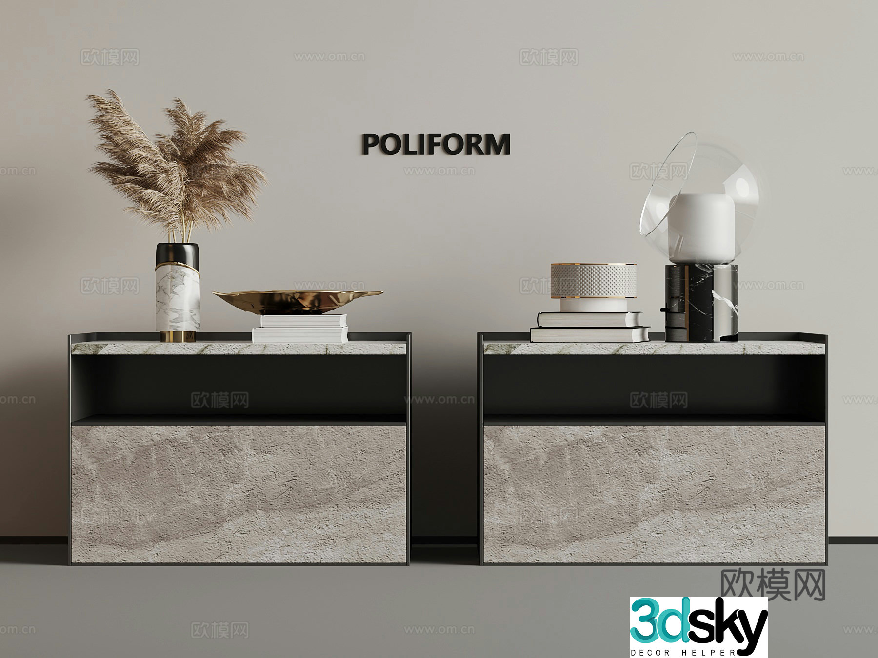 Modern light luxury bedside table lamp decorative ornaments 3D model