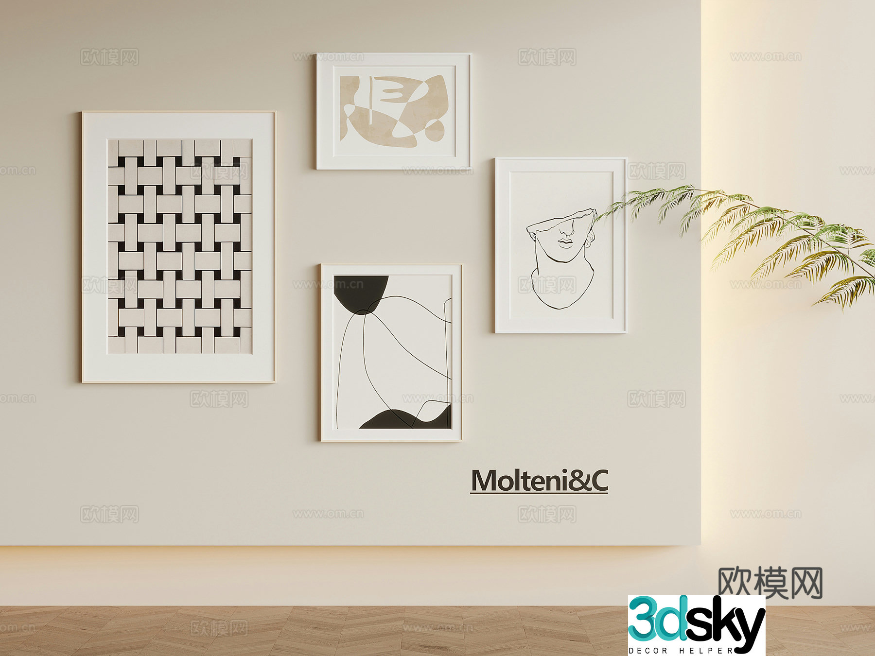 Modern hanging paintings decorative paintings hanging painting combination 3D model