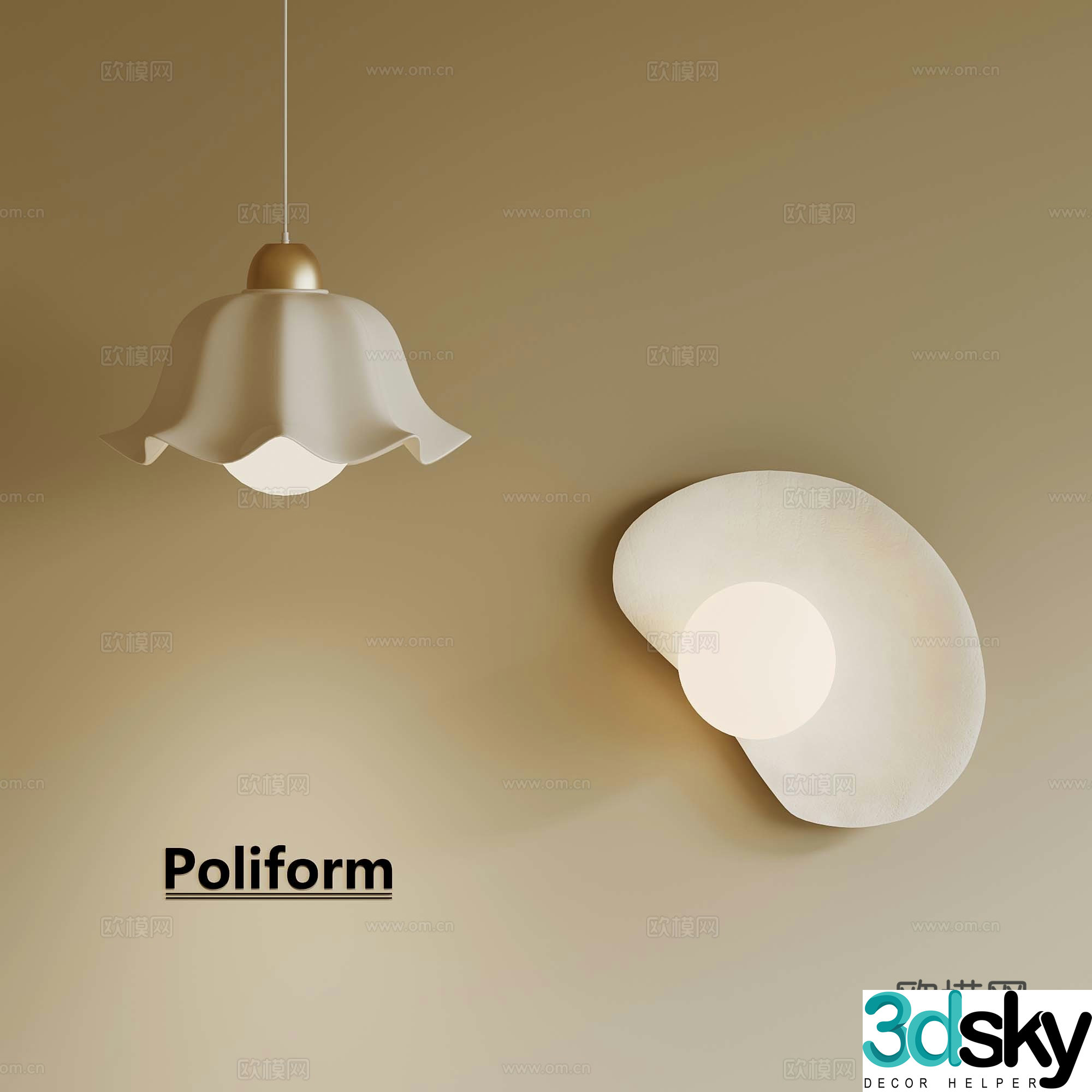 Creamy chandelier wall lamp 3d model